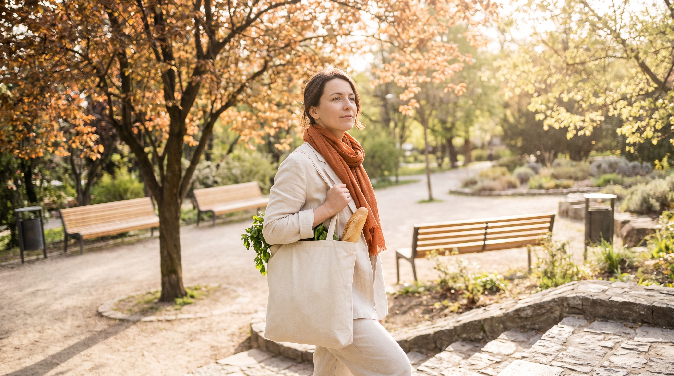 older adult carrying grocery bags up outdoor steps