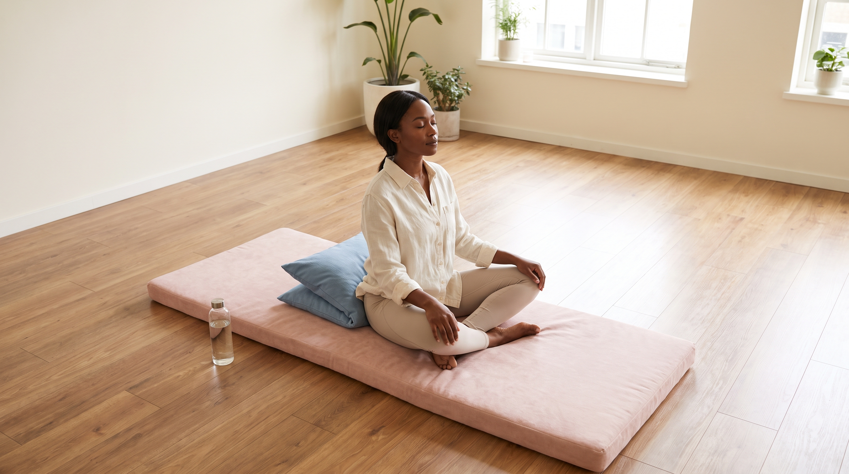 woman relaxing at home following a kegel exercise routine
