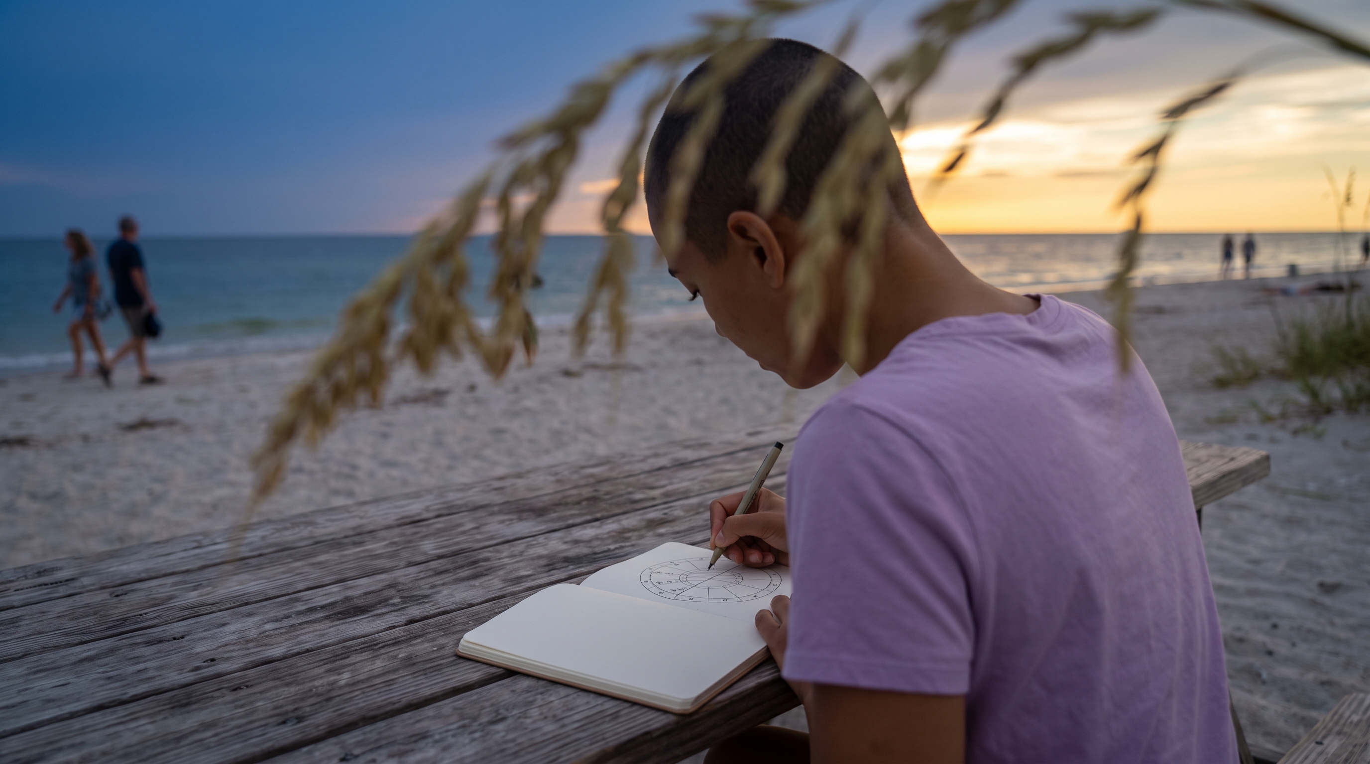 person writing birth details into notebook beside laptop