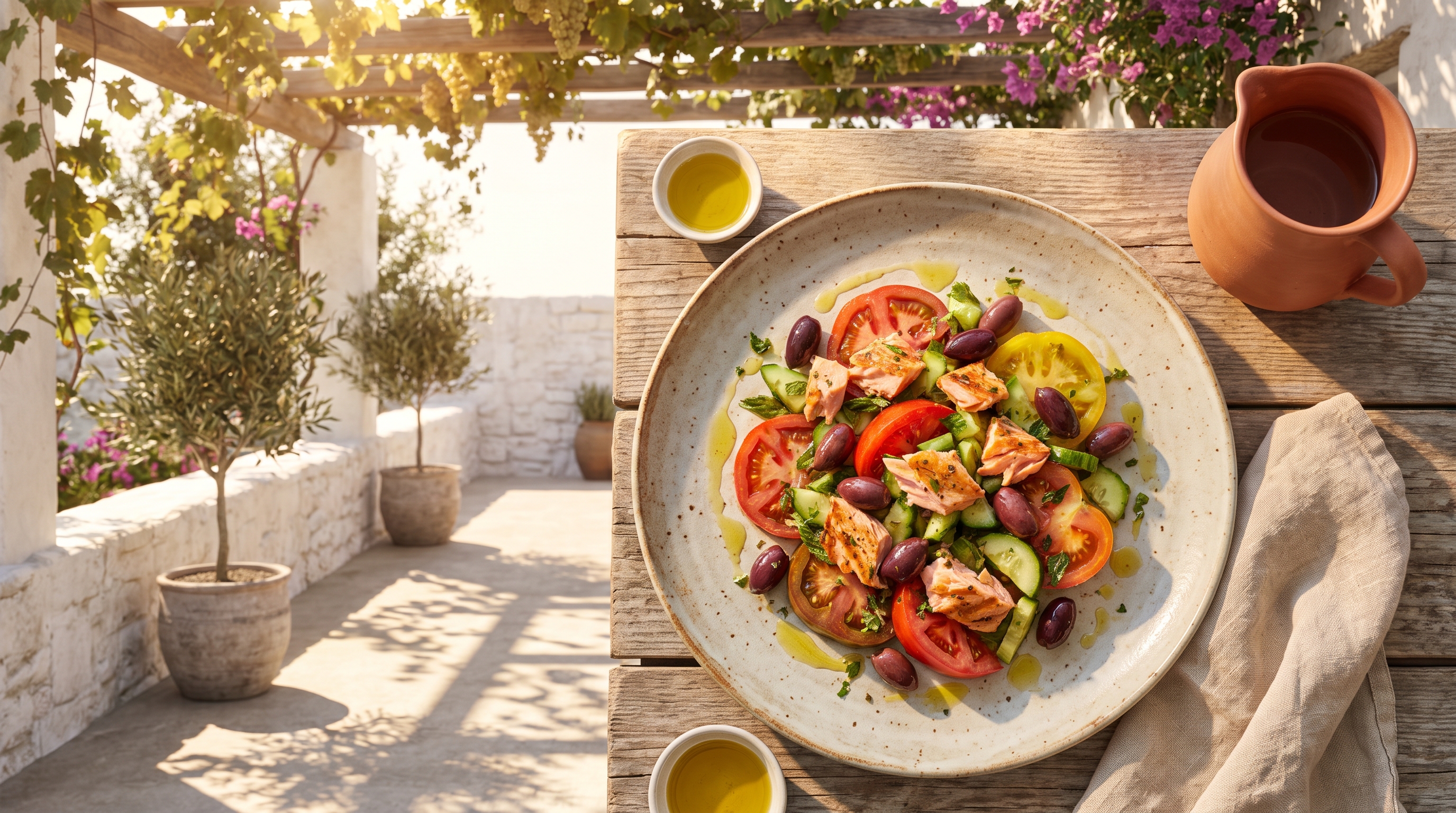 colourful plate of whole foods on a kitchen table
