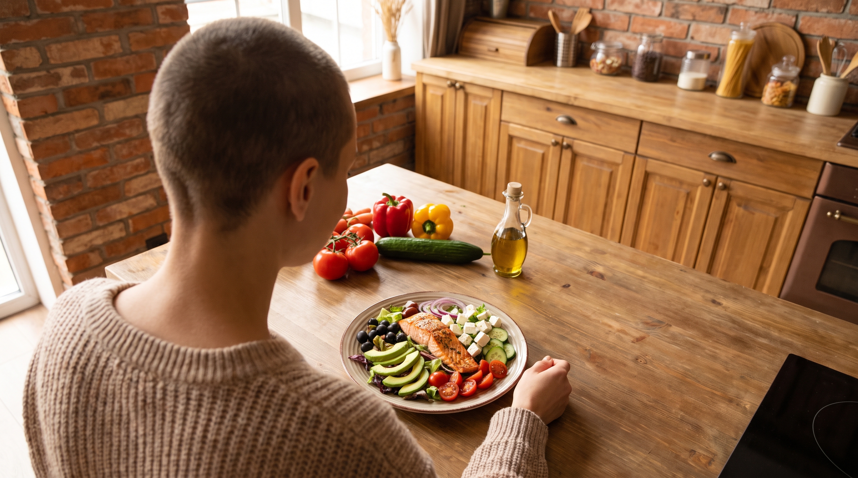 olive oil drizzled over fresh vegetables