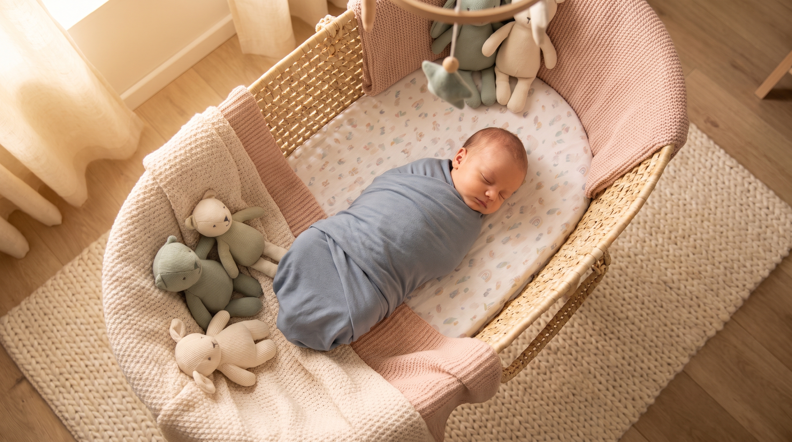 open journal beside sleeping newborn