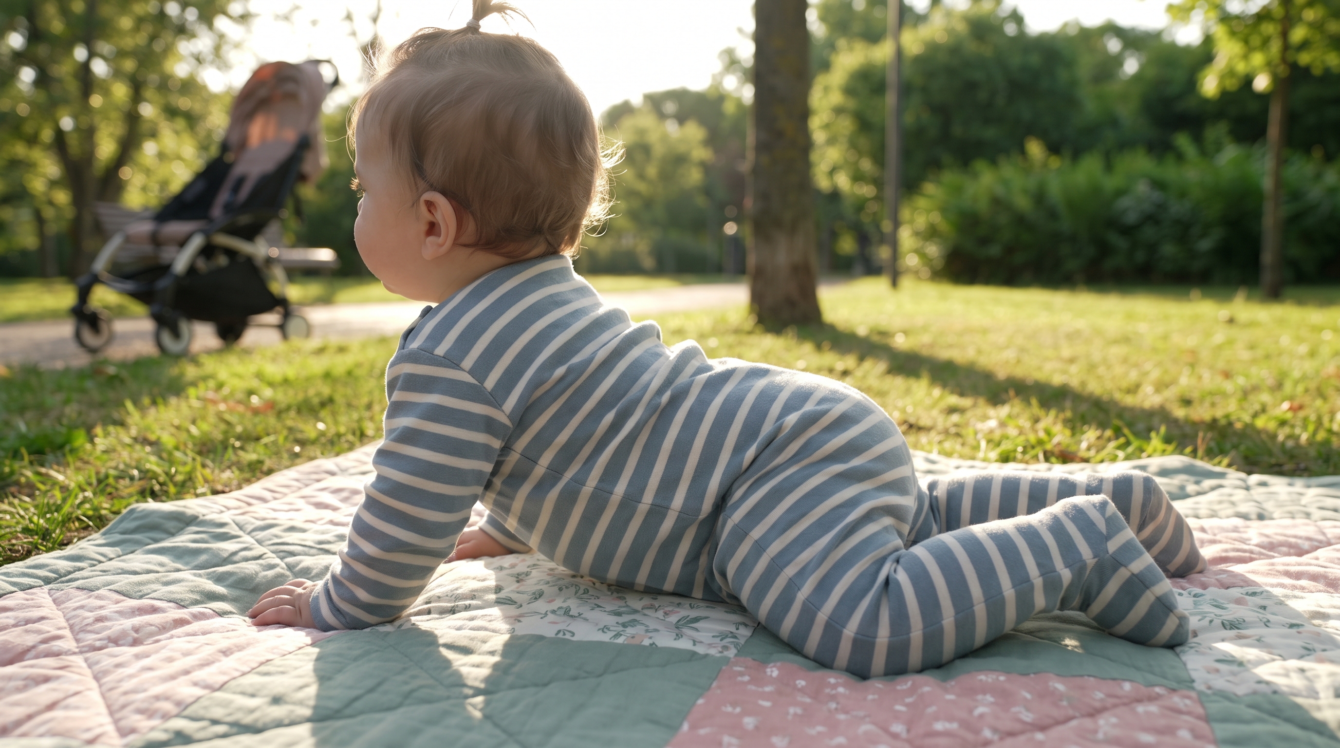baby rolling from tummy to back on a play mat