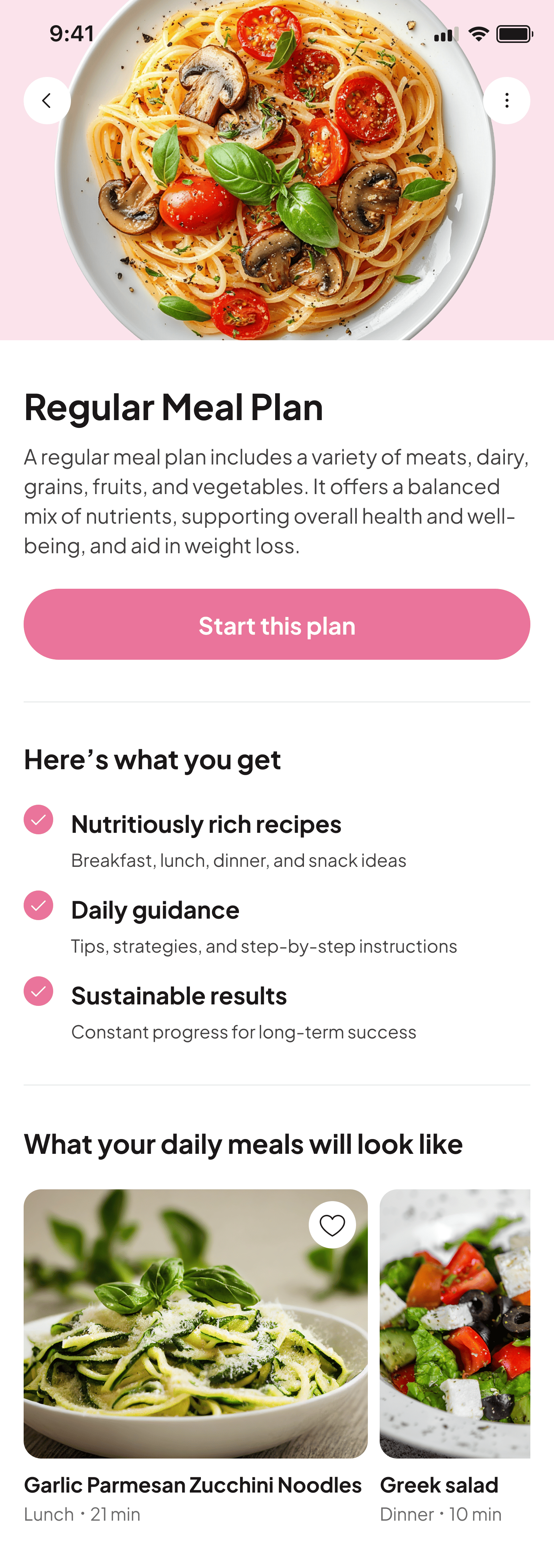 regular meal plan overview