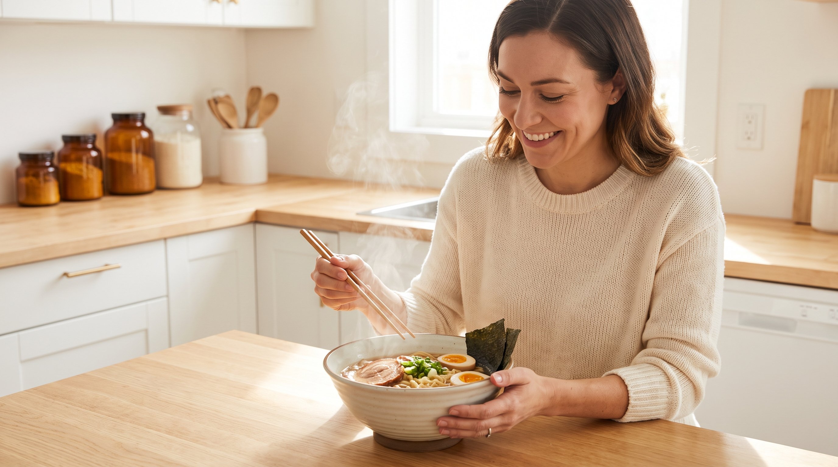 person logging a meal on a phone at a kitchen table