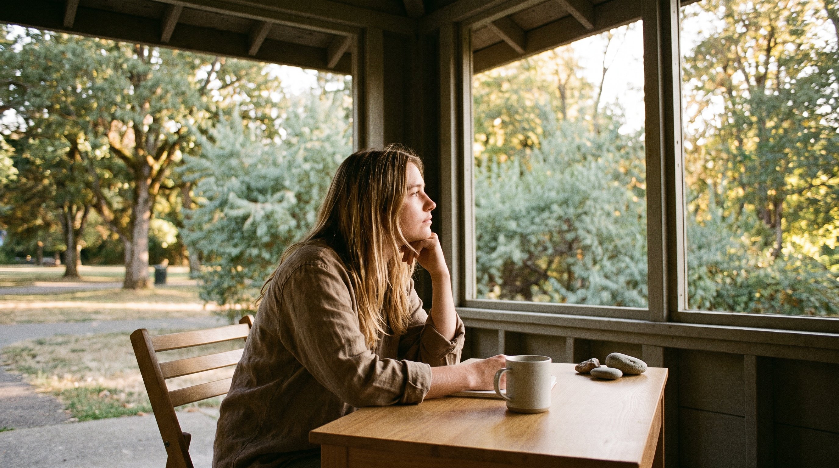 person staring at cluttered desk avoiding a task