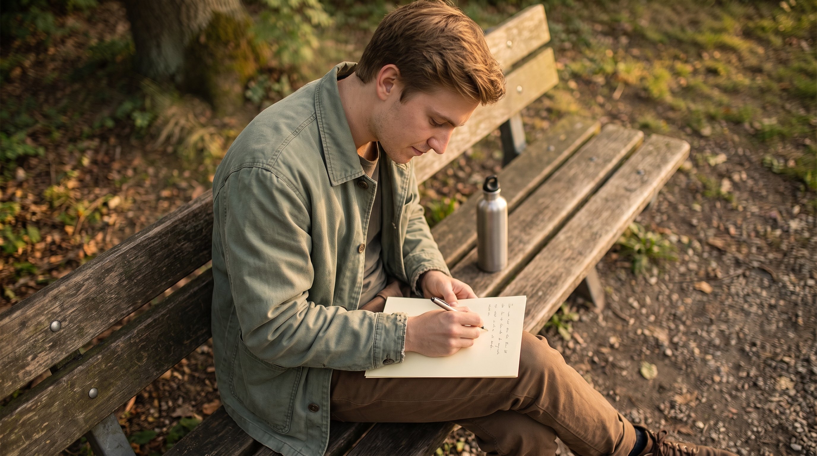 hands writing a short to-do list in a notebook