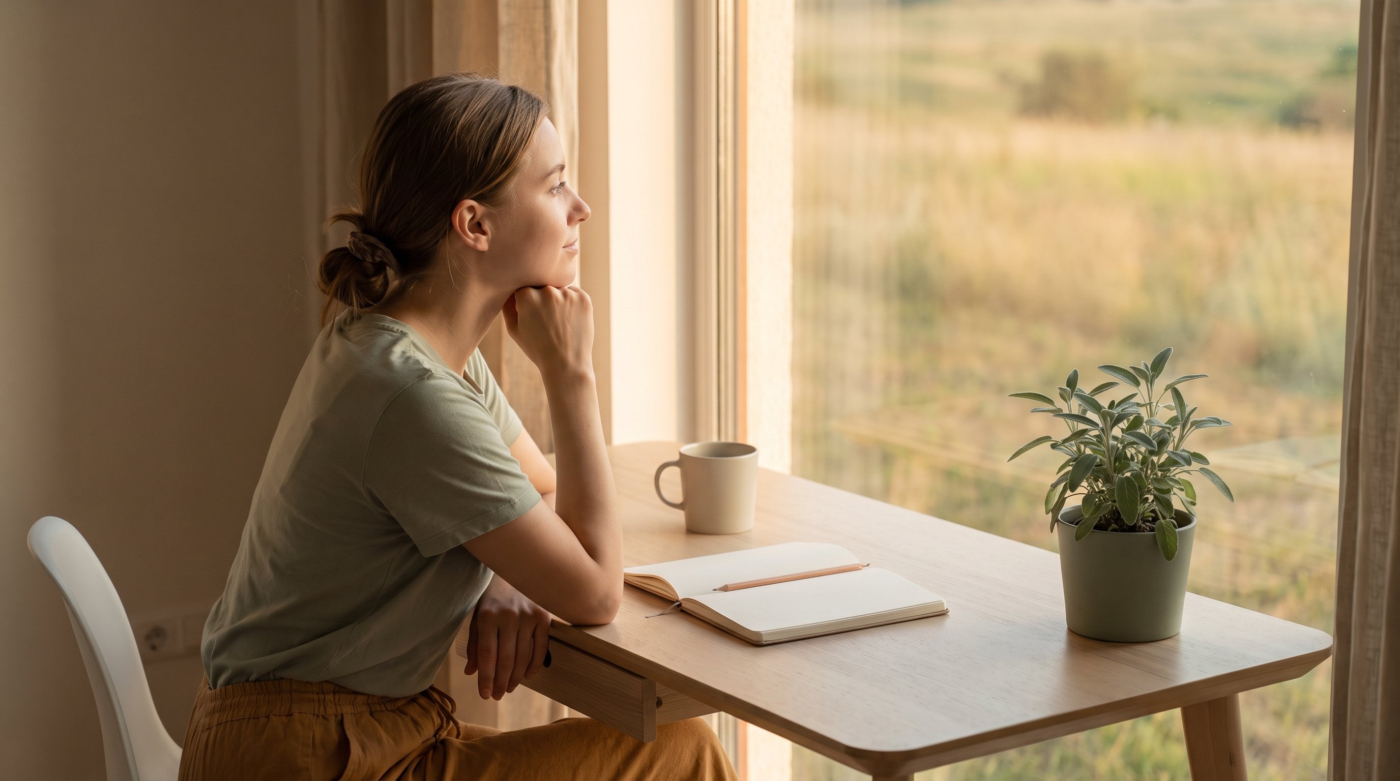 person staring at laptop with unfinished document open