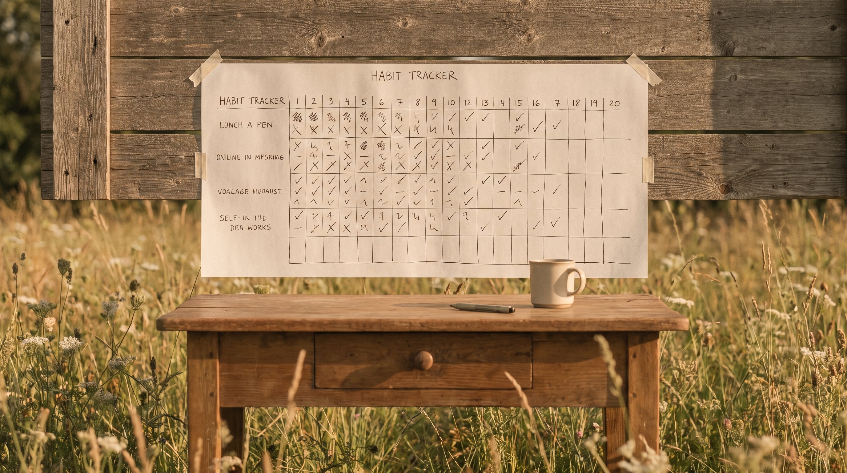 person marking a wall calendar with a pen