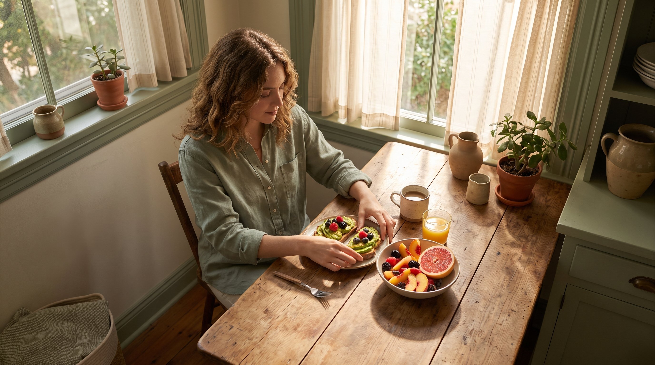 person writing in a small notebook at a kitchen table