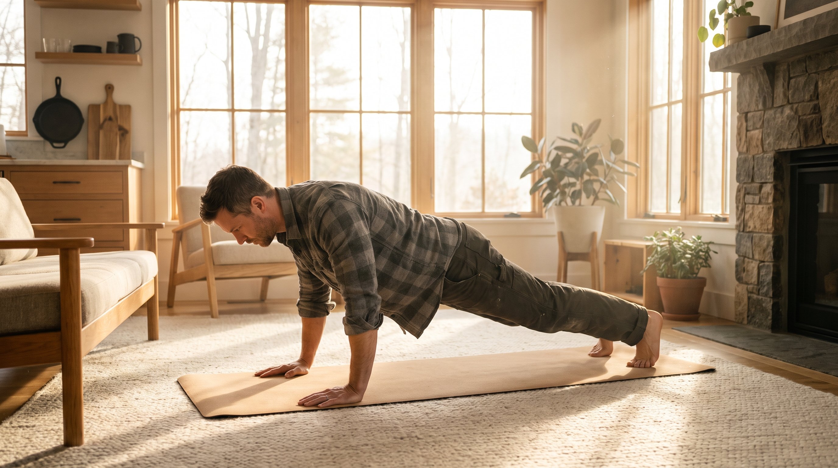 person doing push ups at home