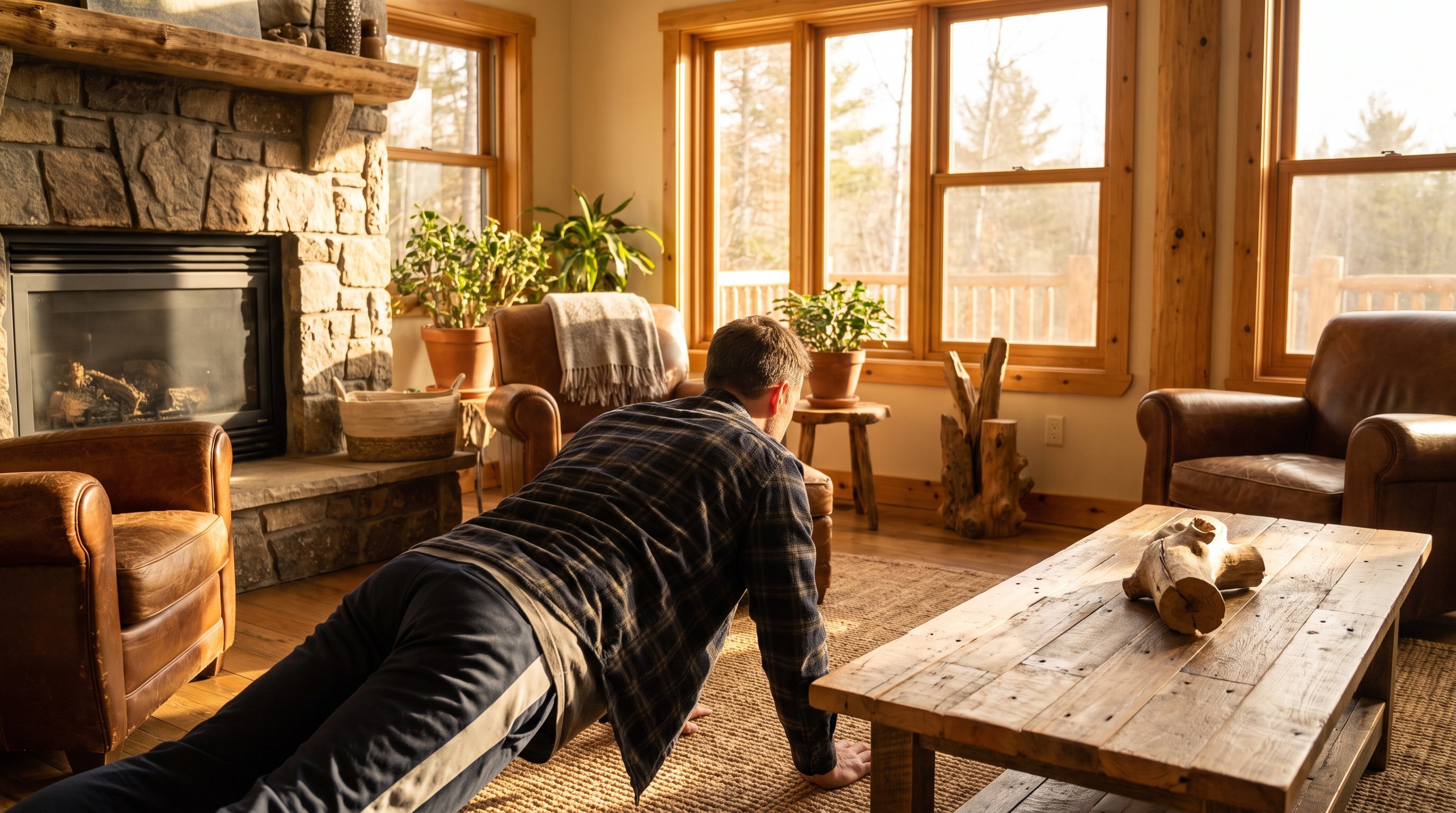 person doing push ups at home