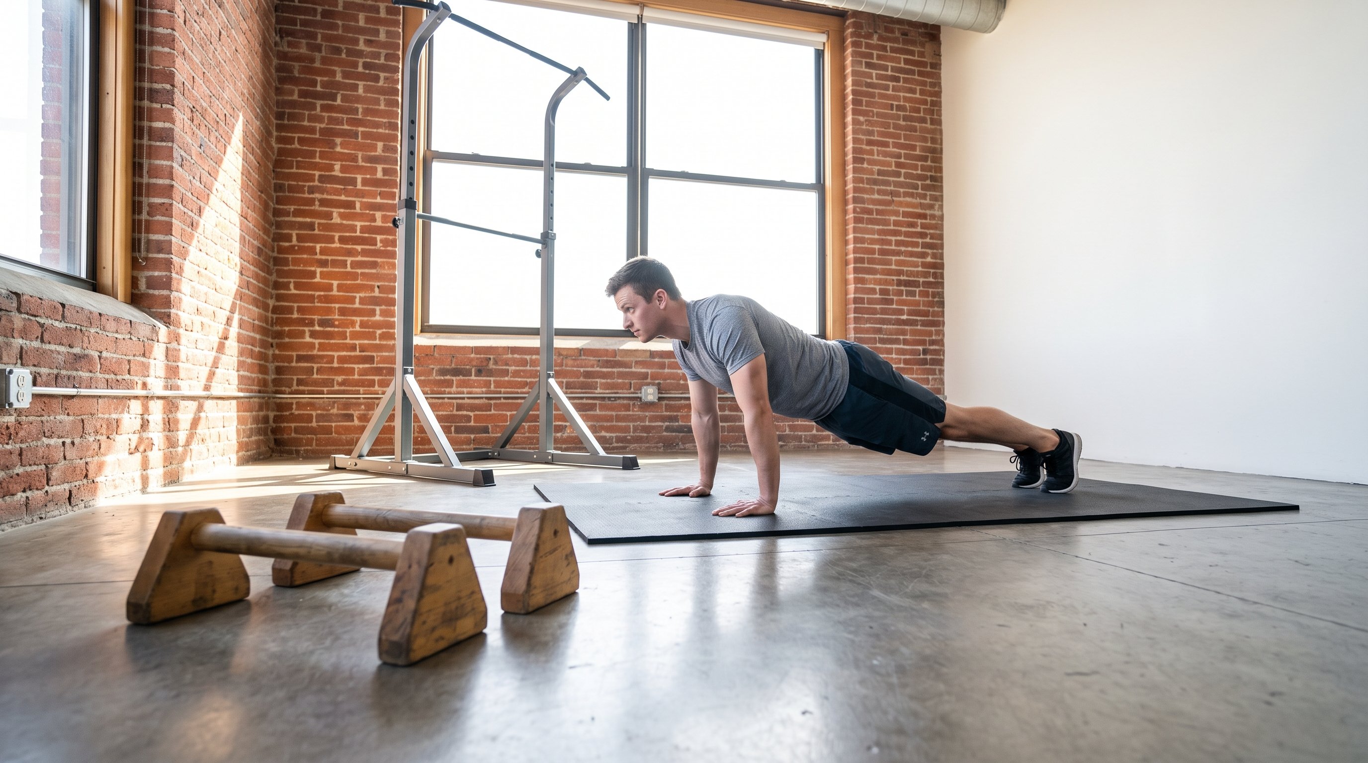 two friends exercising together at home