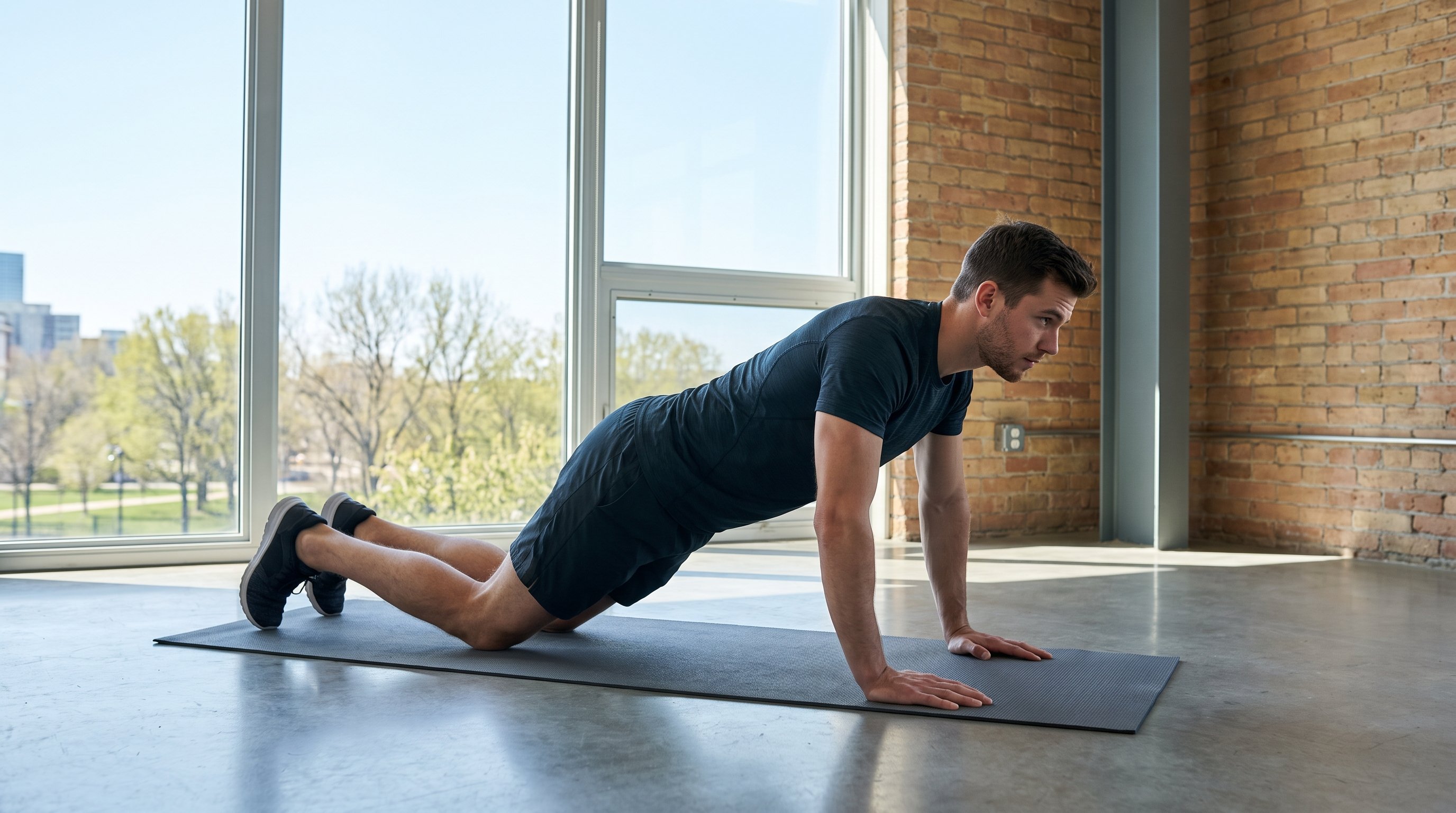 person doing a calisthenics workout at home