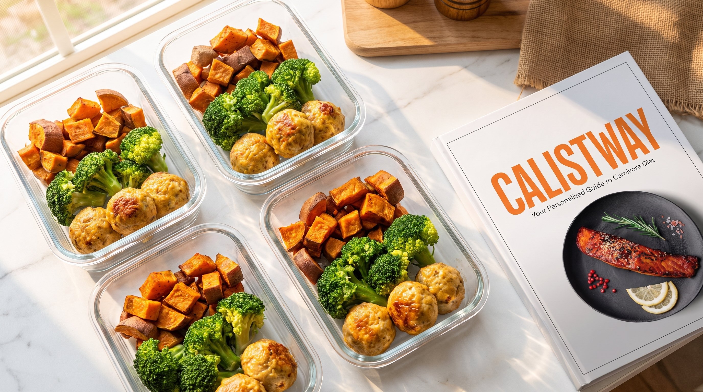 person meal prepping kitchen counter