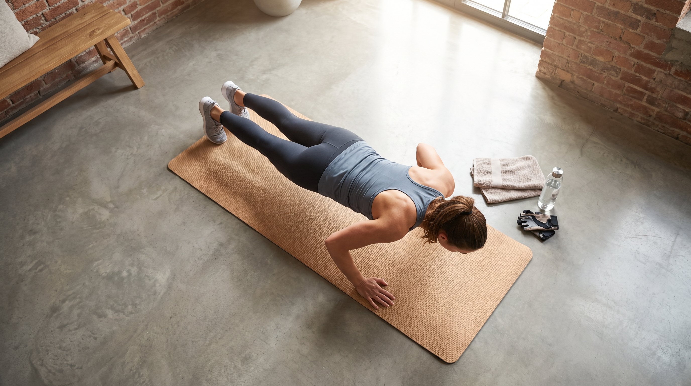 person doing a calisthenics workout at home