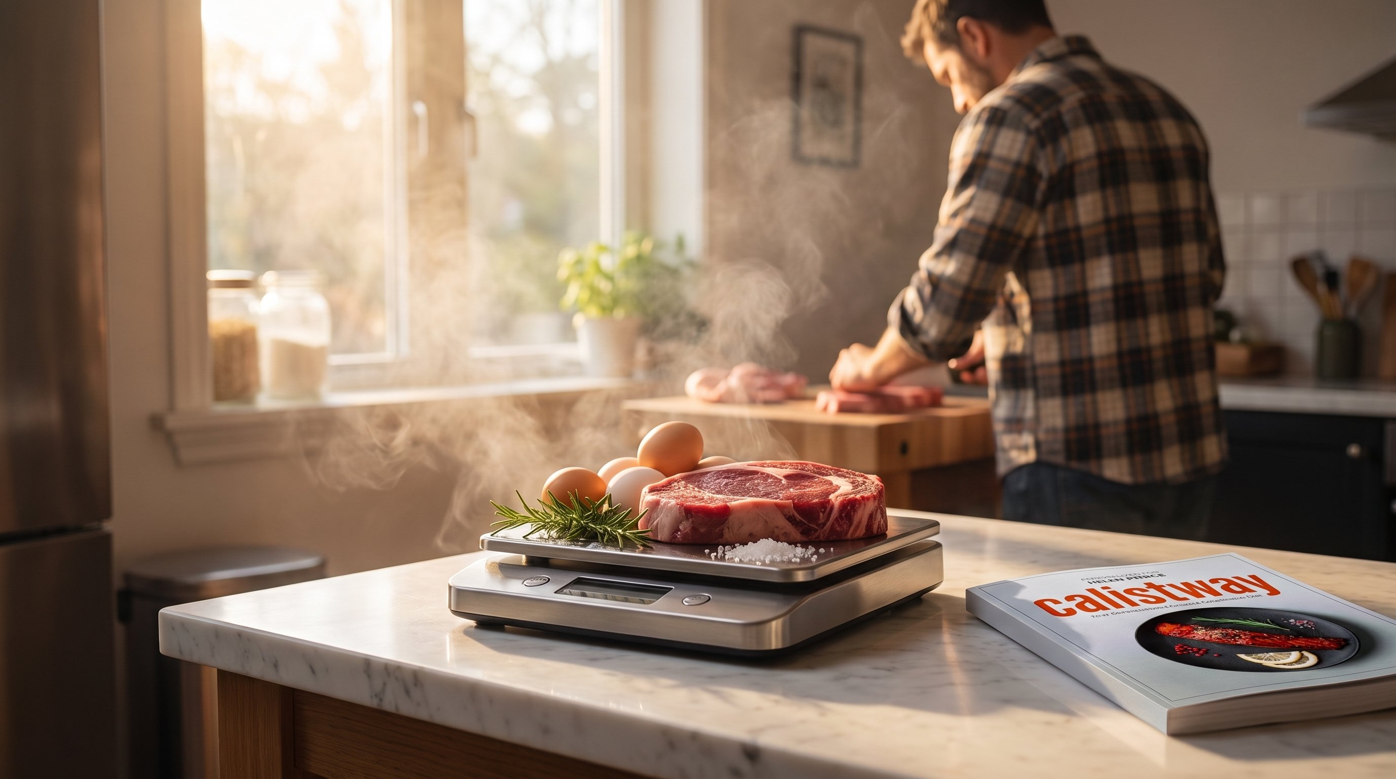 person weighing food ingredients