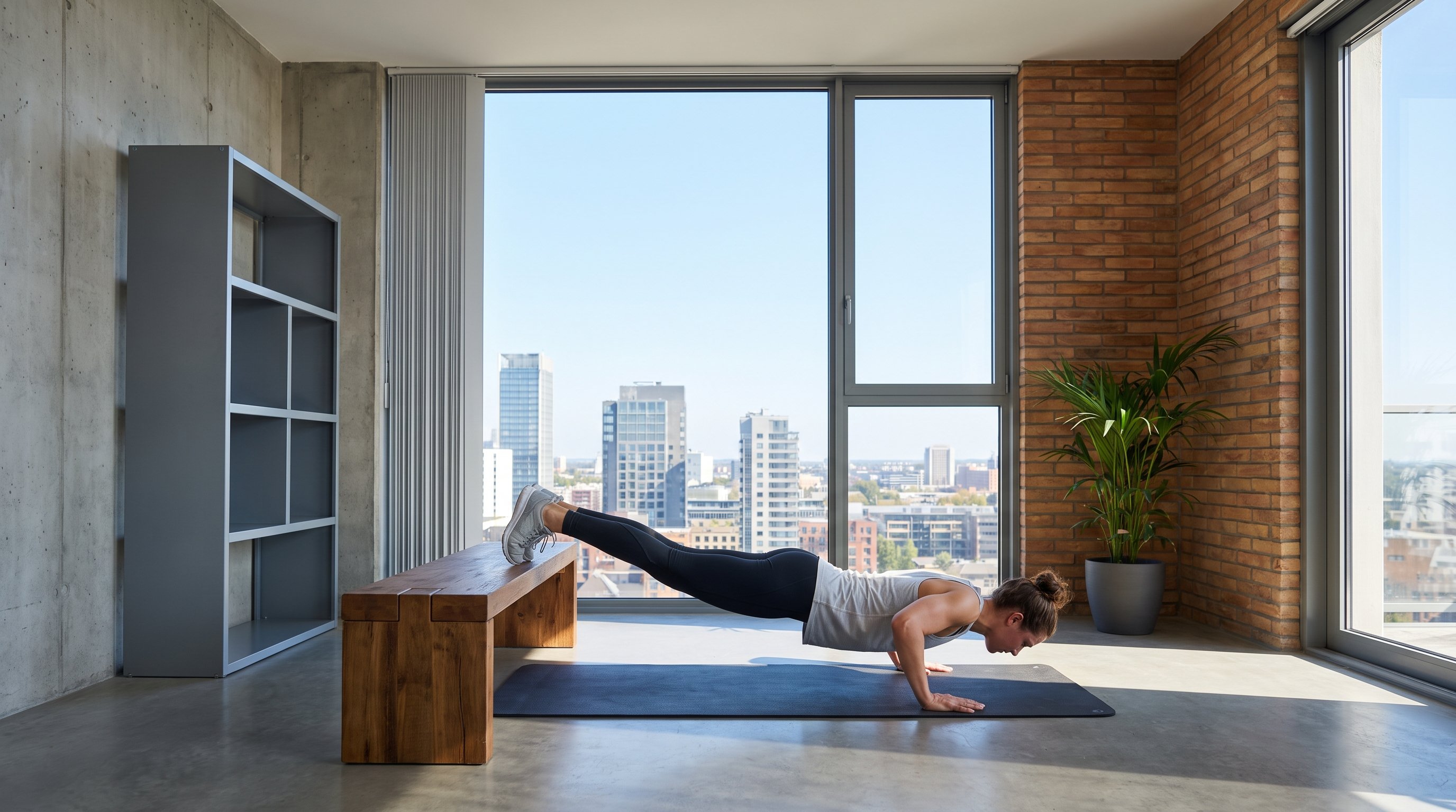 person doing a calisthenics workout at home