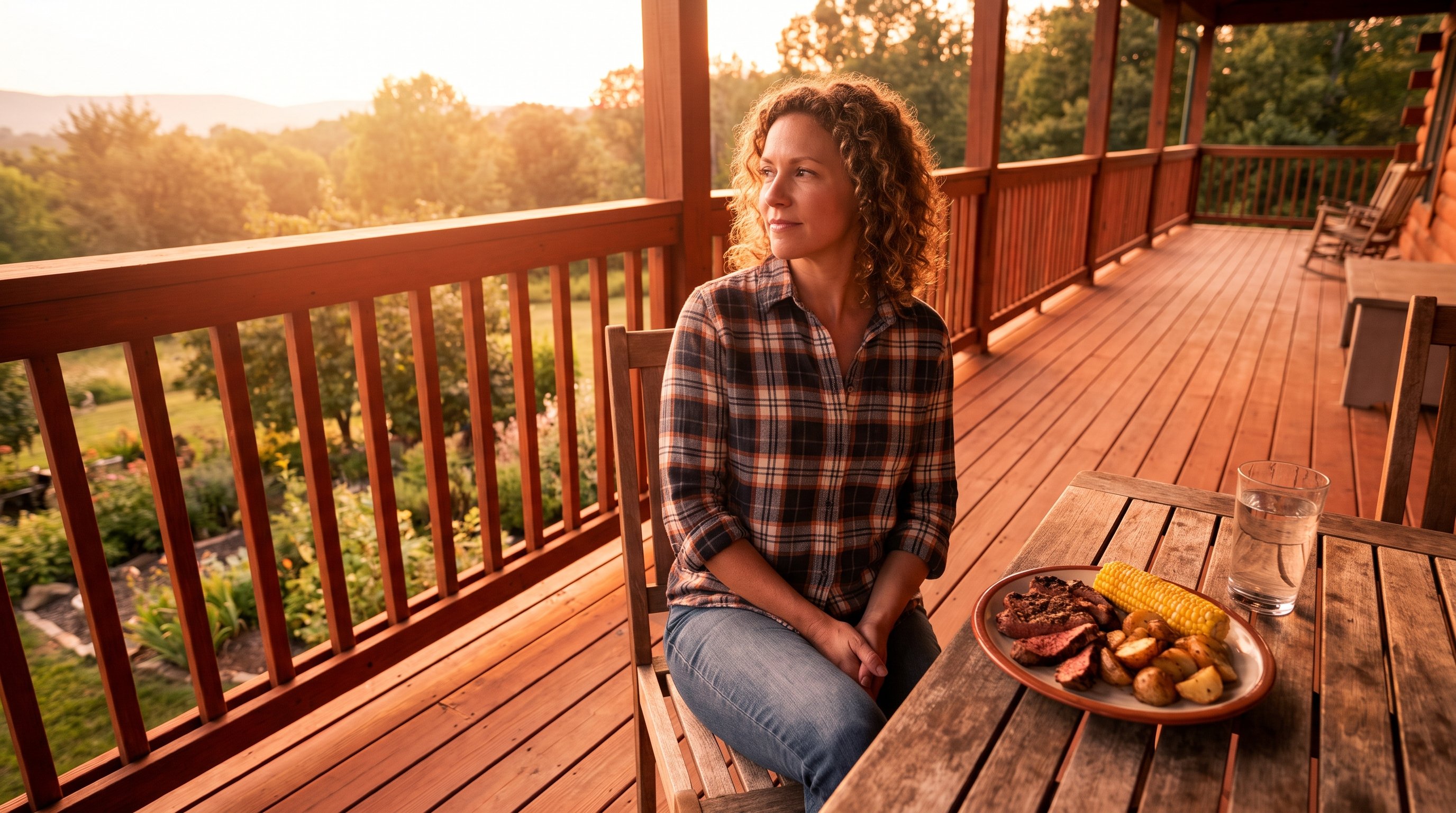 woman logging food on a phone app at a kitchen table
