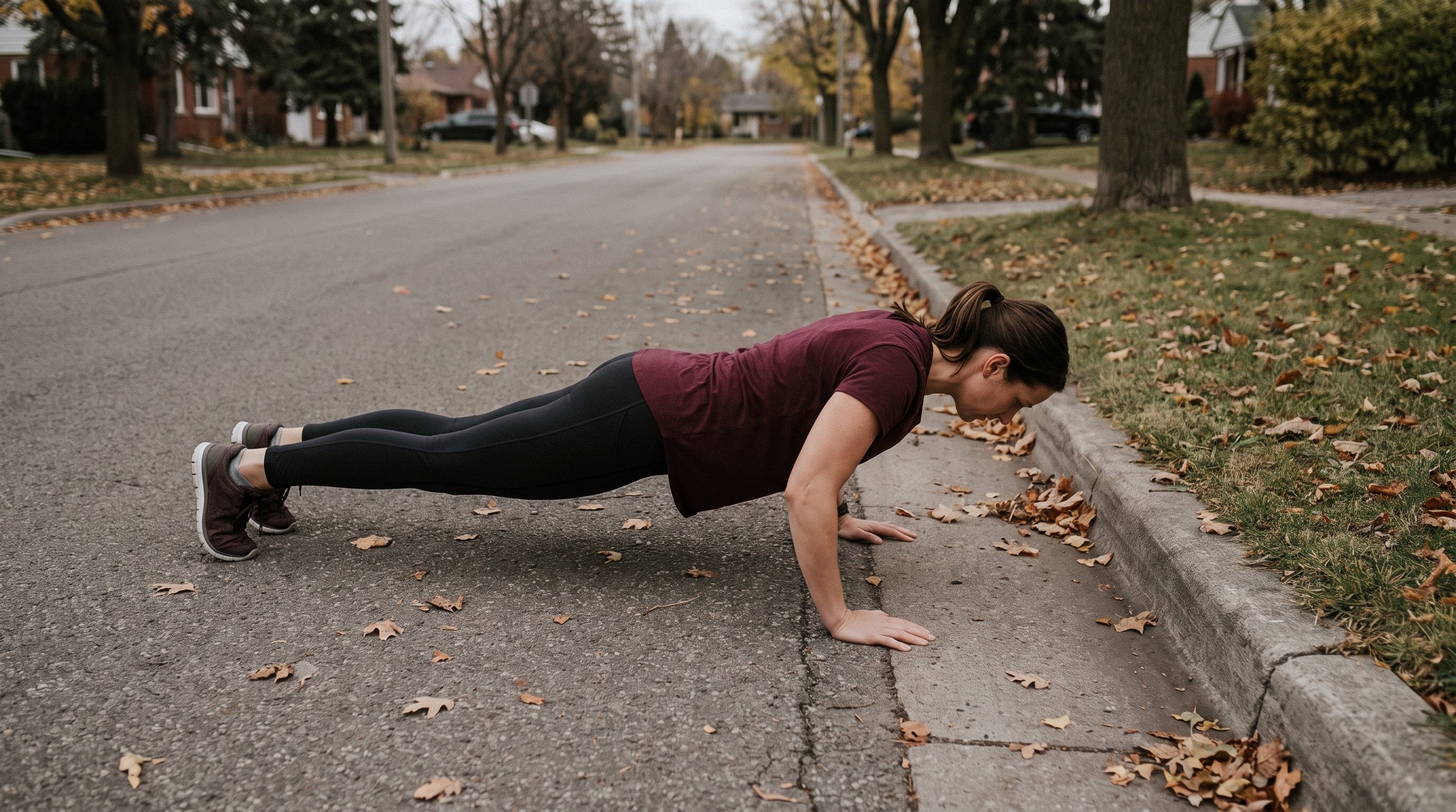 person doing push ups on a living room floor