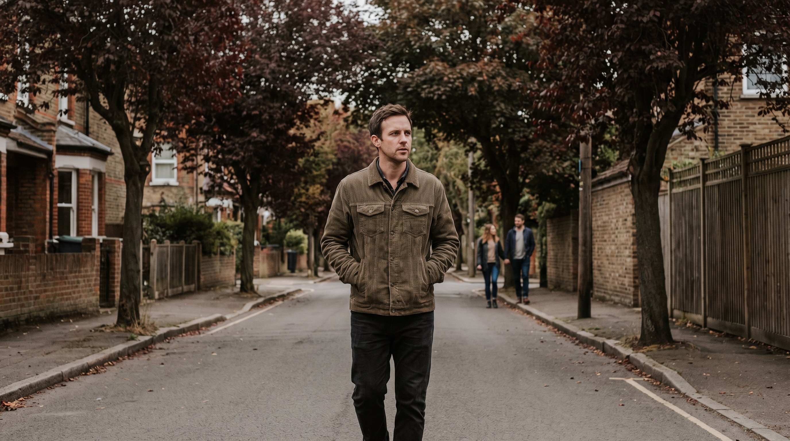 person checking step counter on phone while walking outdoors