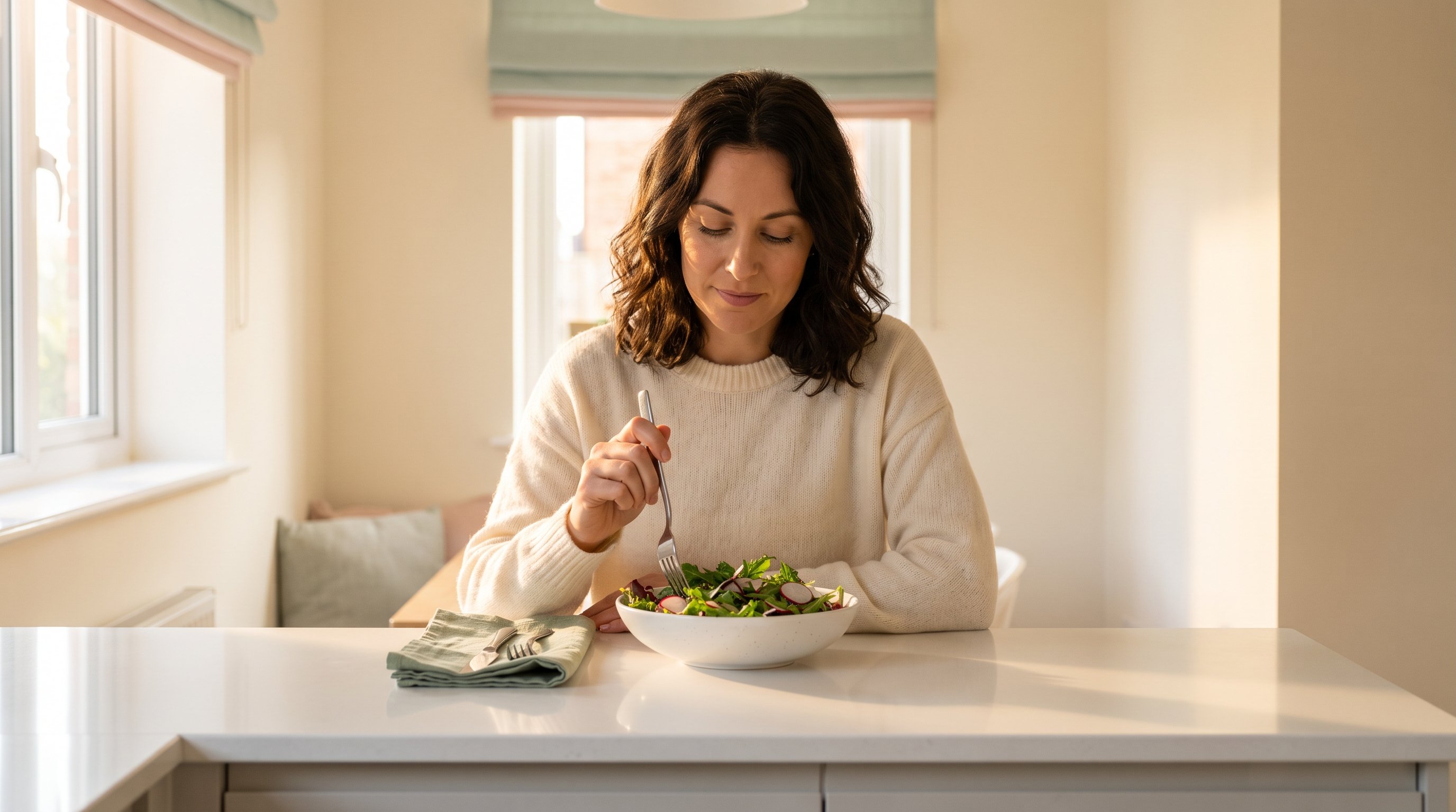 person drizzling olive oil over a bowl of mixed leafy greens