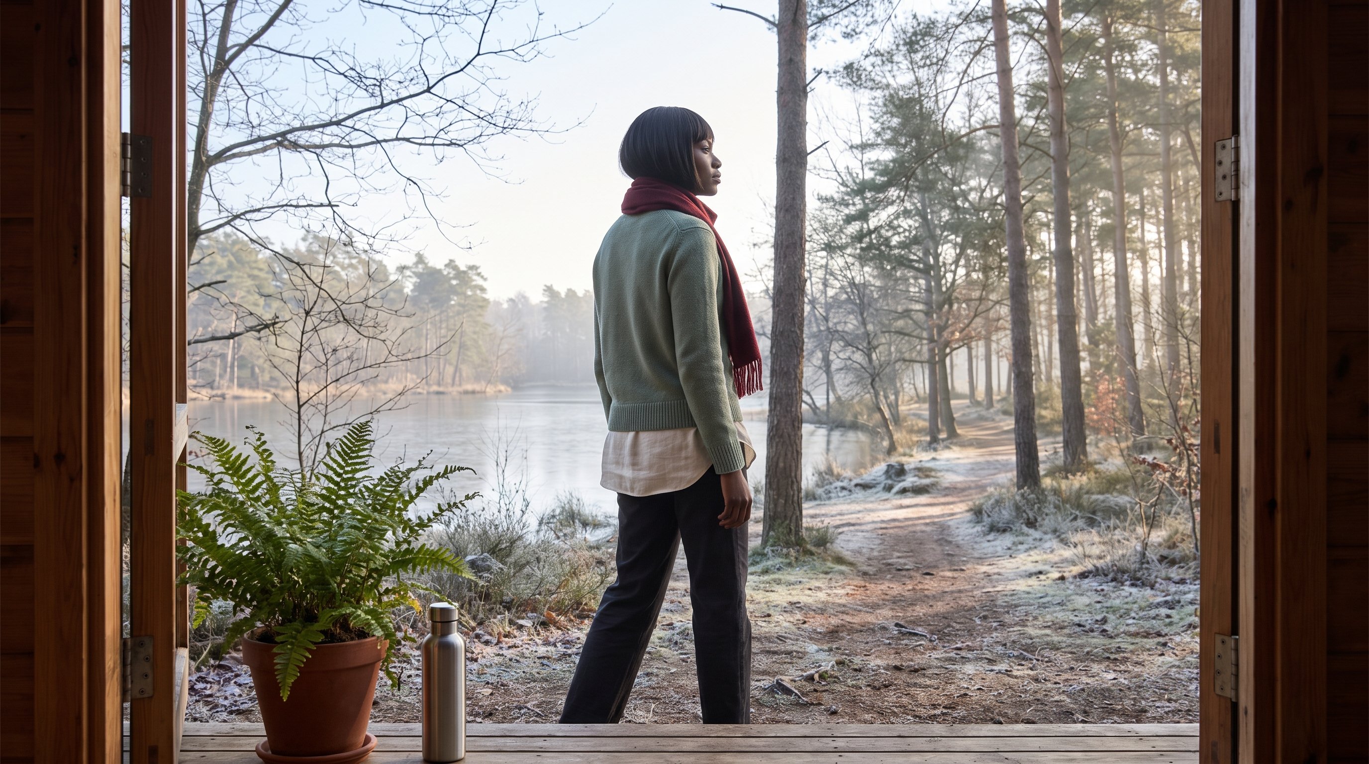 person checking step count on phone while walking outdoors