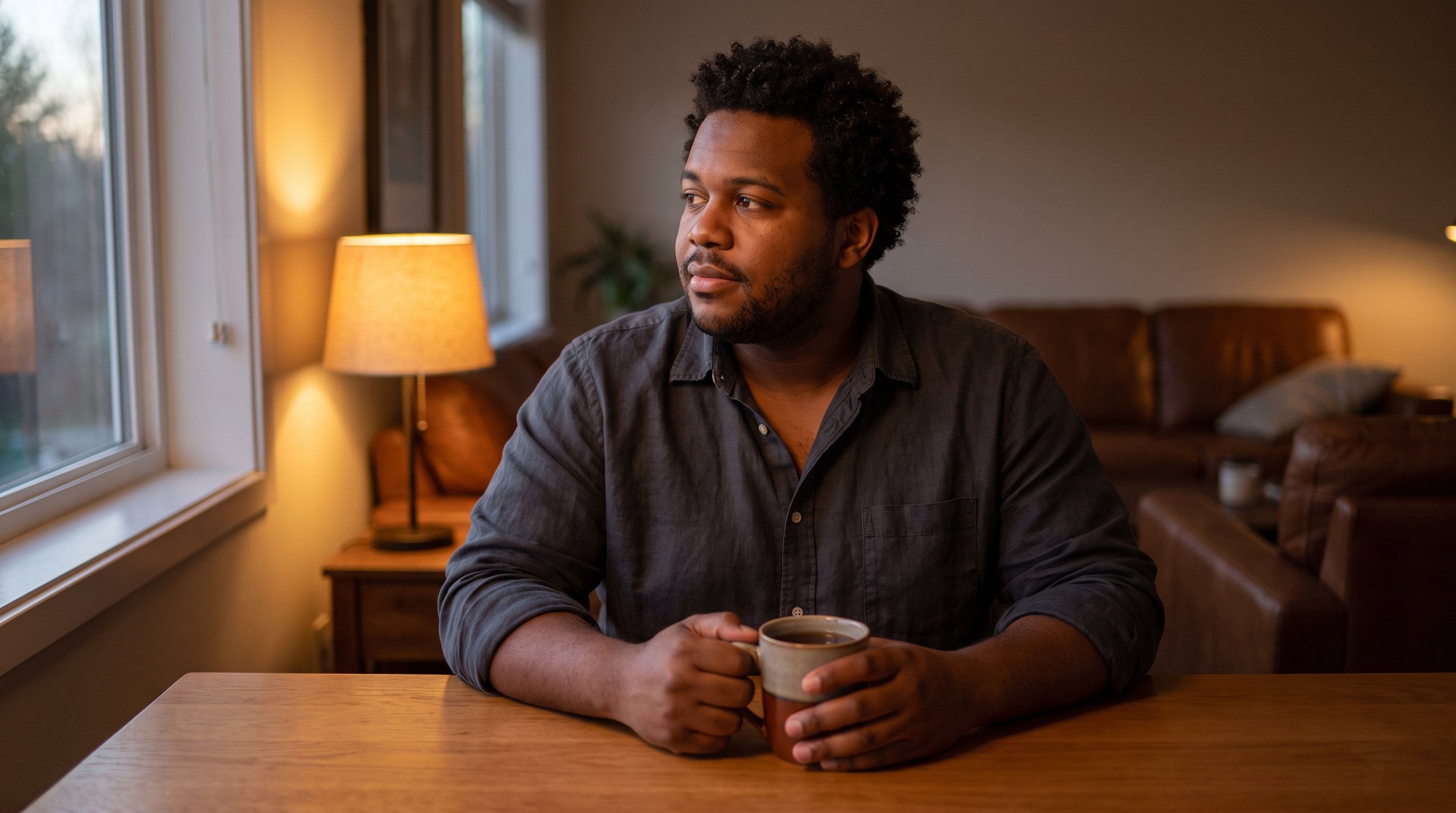 man sitting at desk during a short break