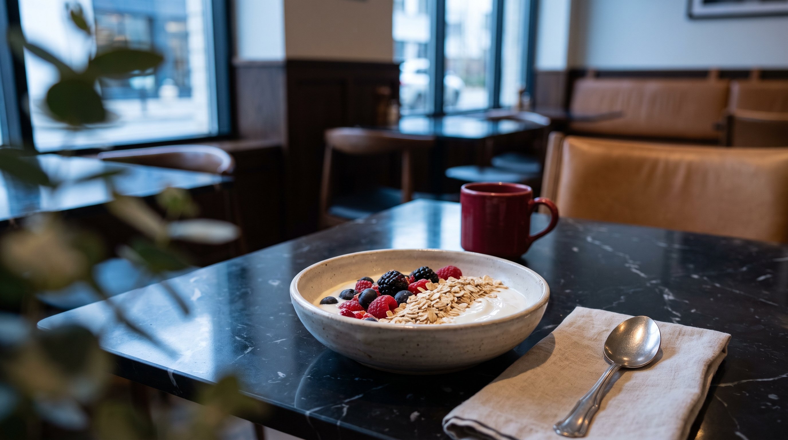 bowl of yoghurt with berries and oats