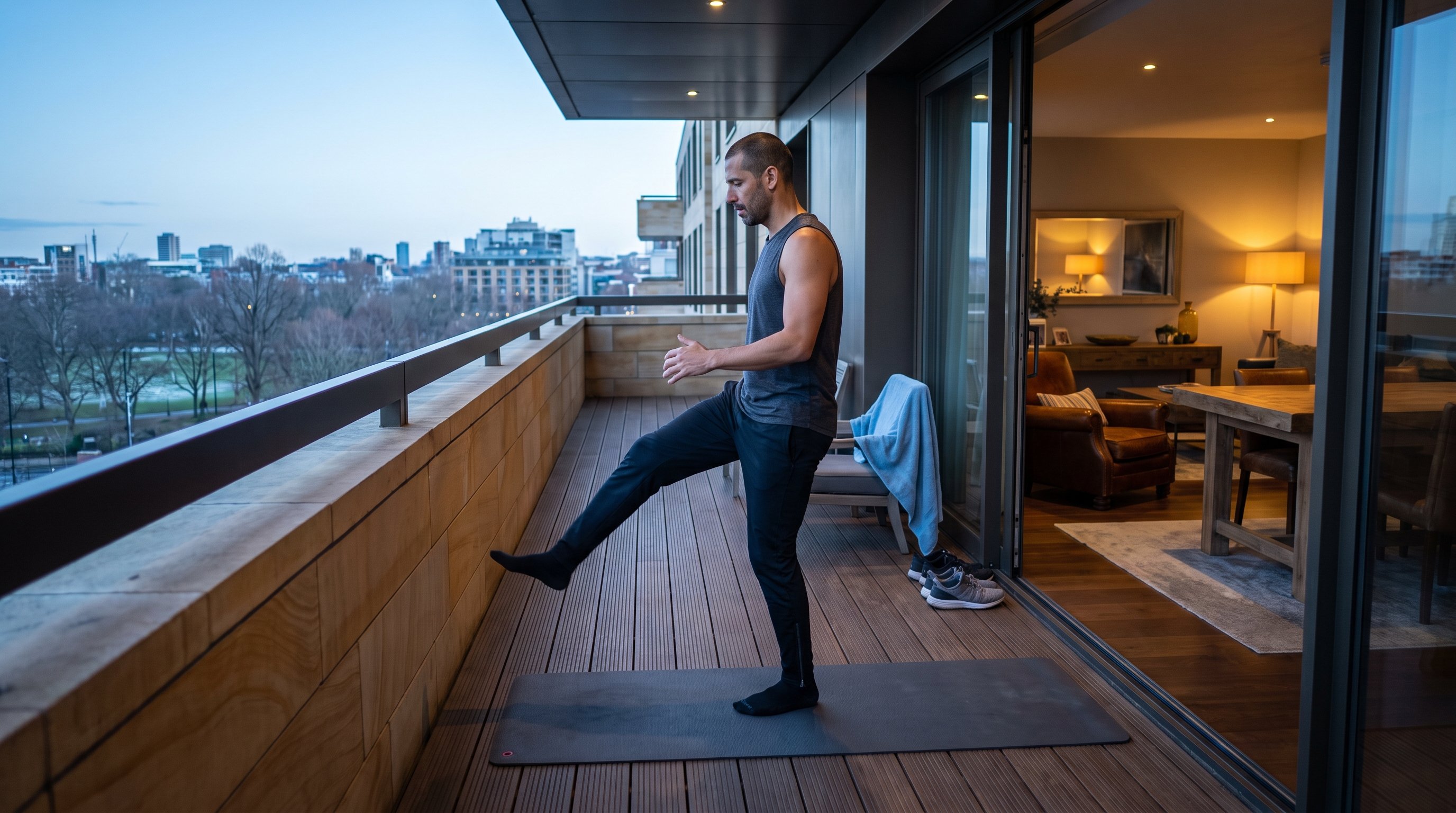 man doing floor exercises at home