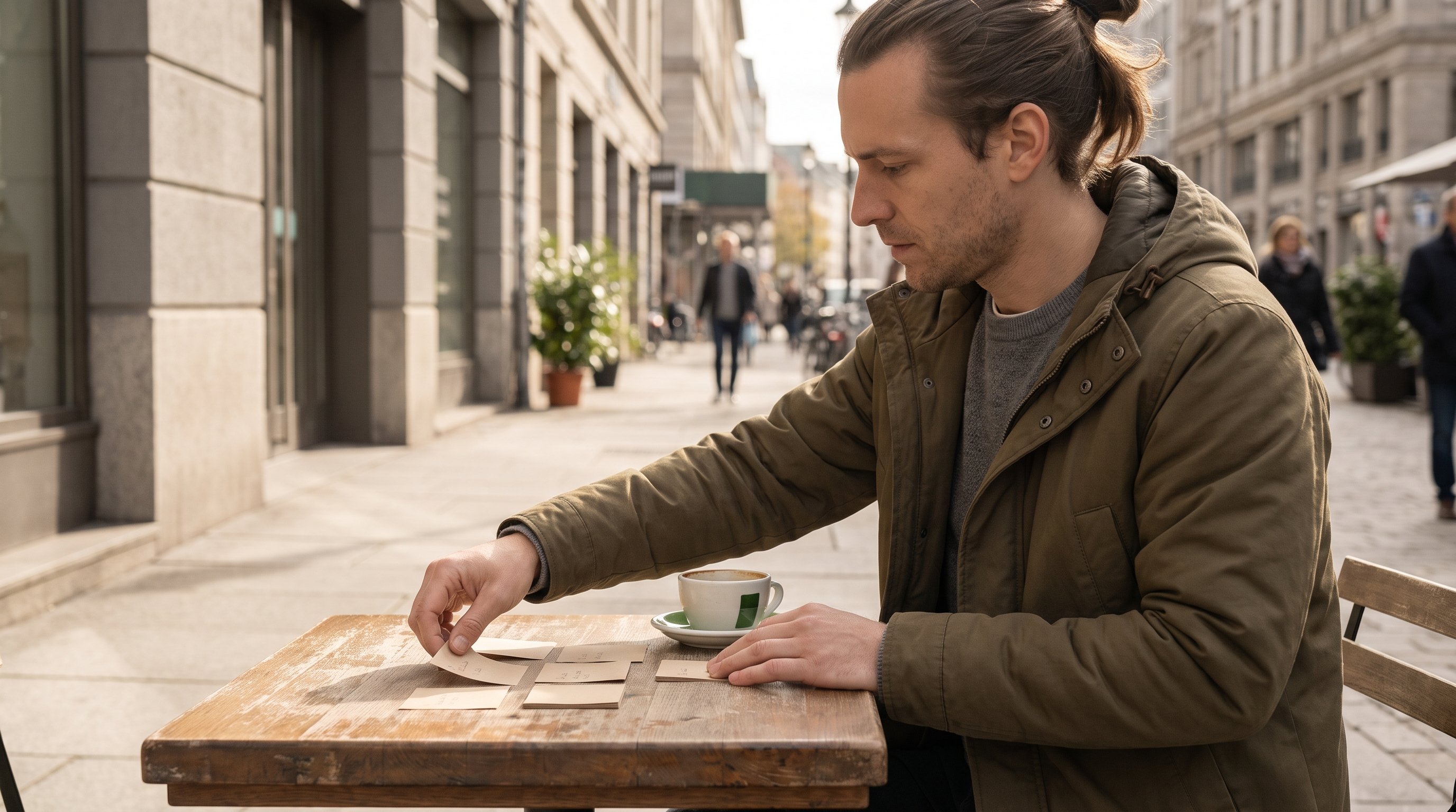 person writing a small habit tracker in a notebook