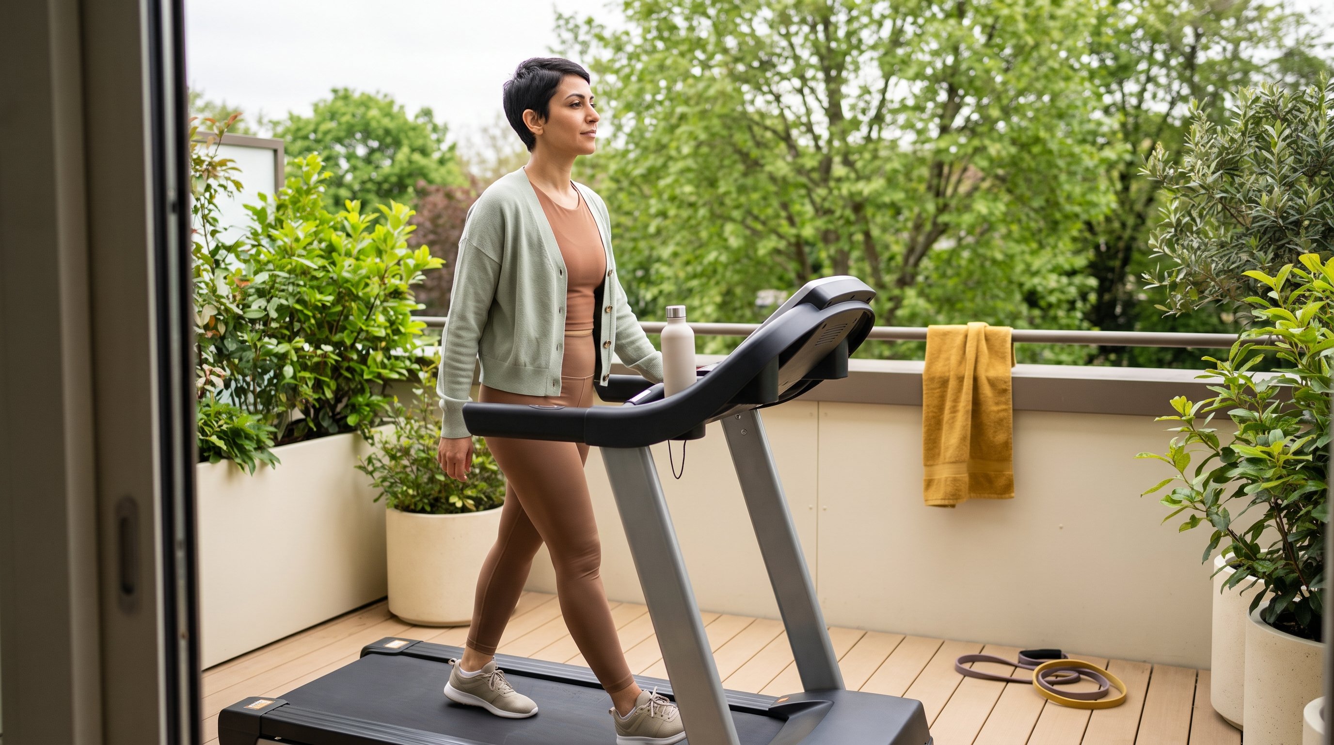 woman walking on treadmill set to an incline