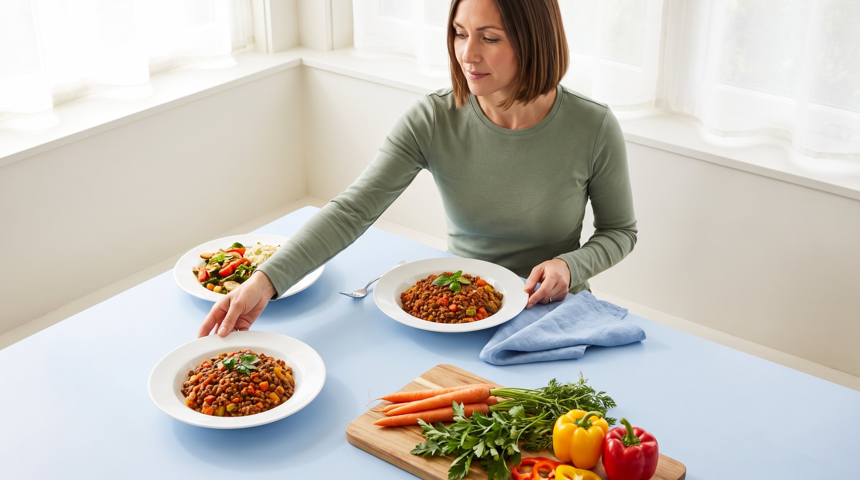 chopping vegetables on wooden board in home kitchen