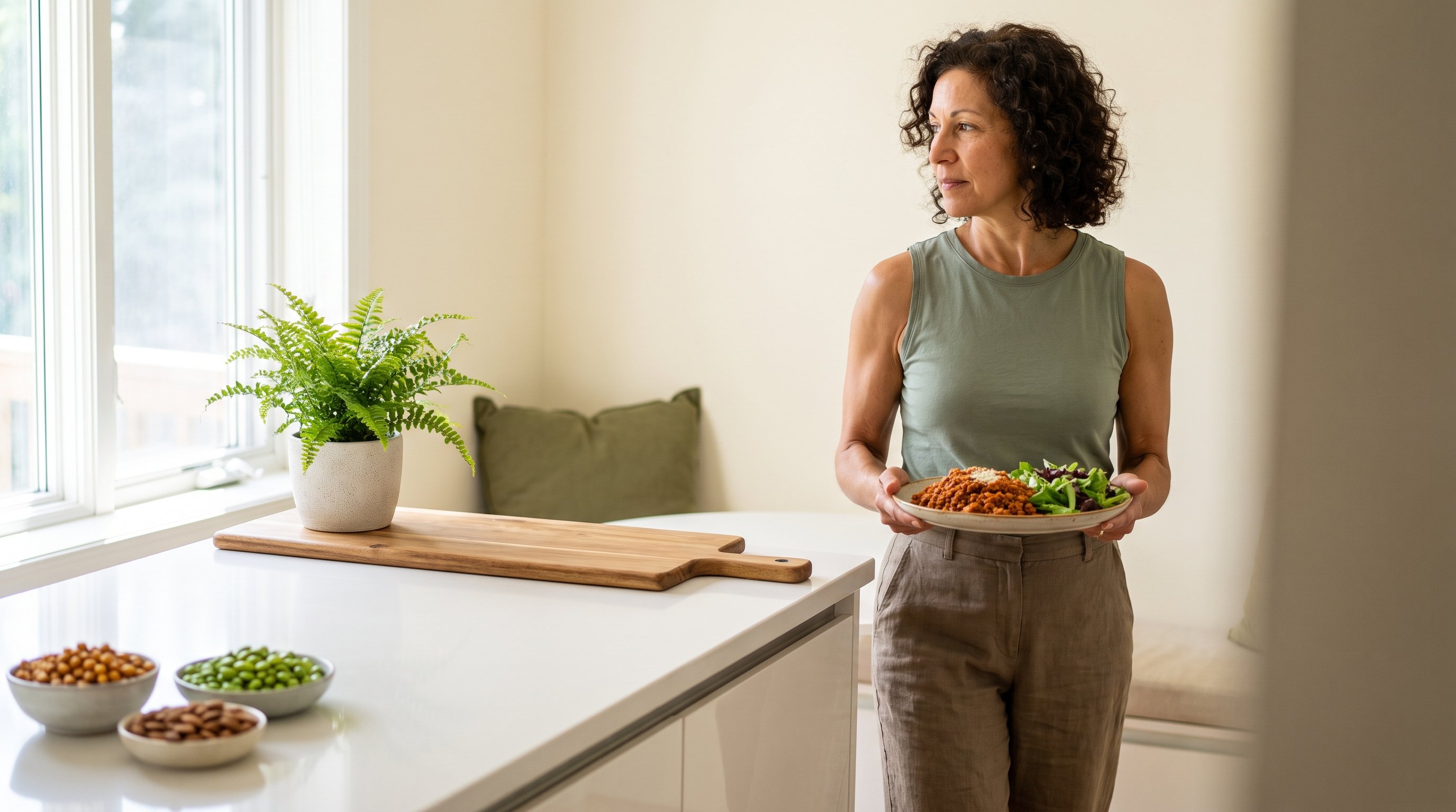 assorted plant-based protein snacks on a kitchen counter