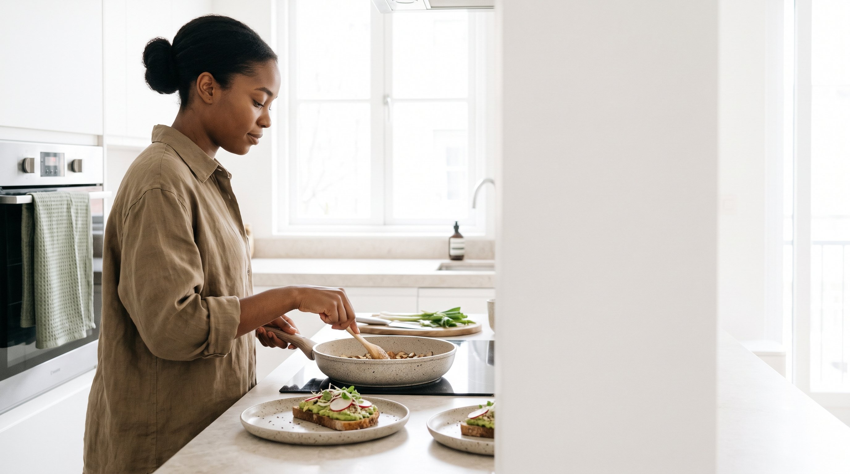 person logging a plate of food on a phone at a kitchen table person logging a plate of food on a phone at a kitchen table