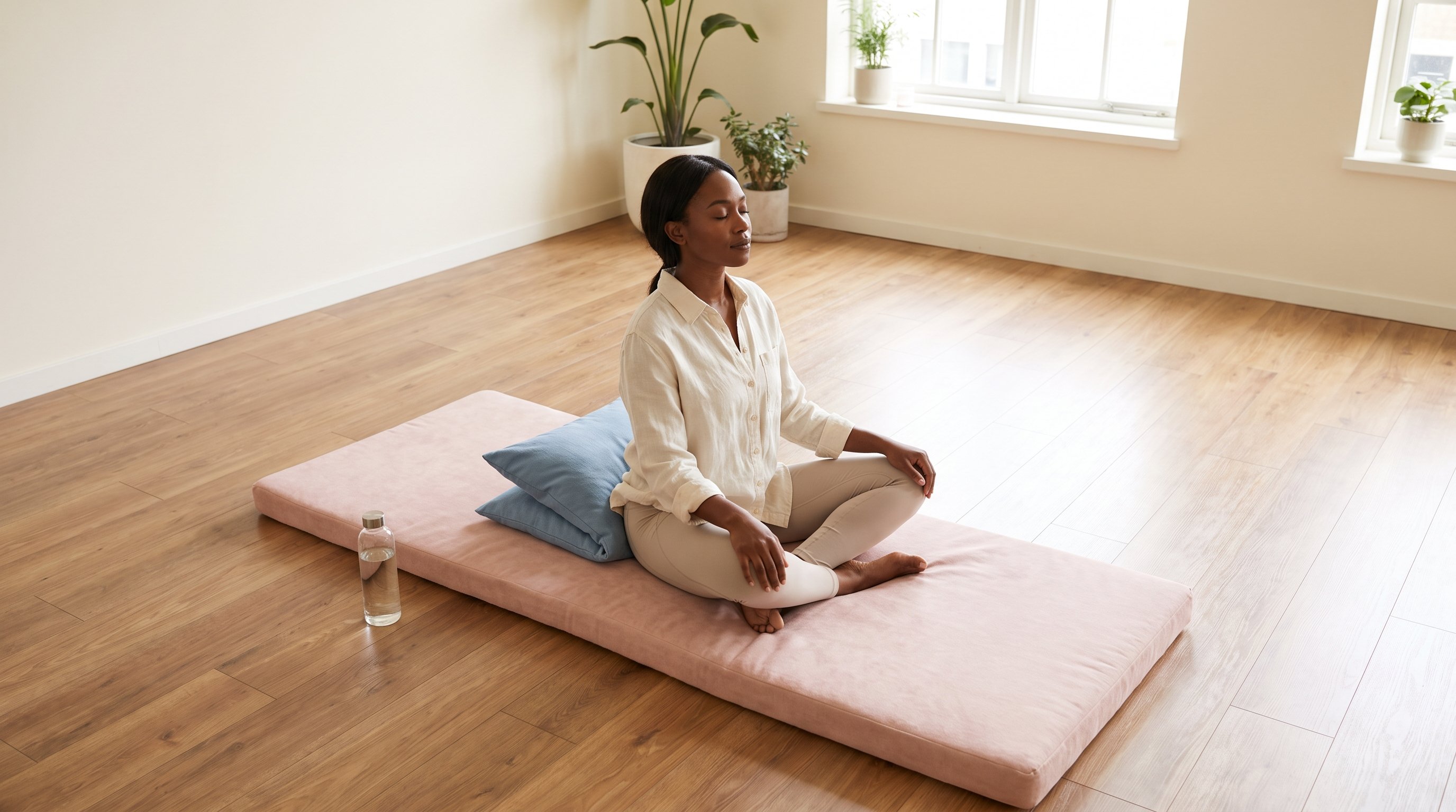 woman relaxing at home following a kegel exercise routine