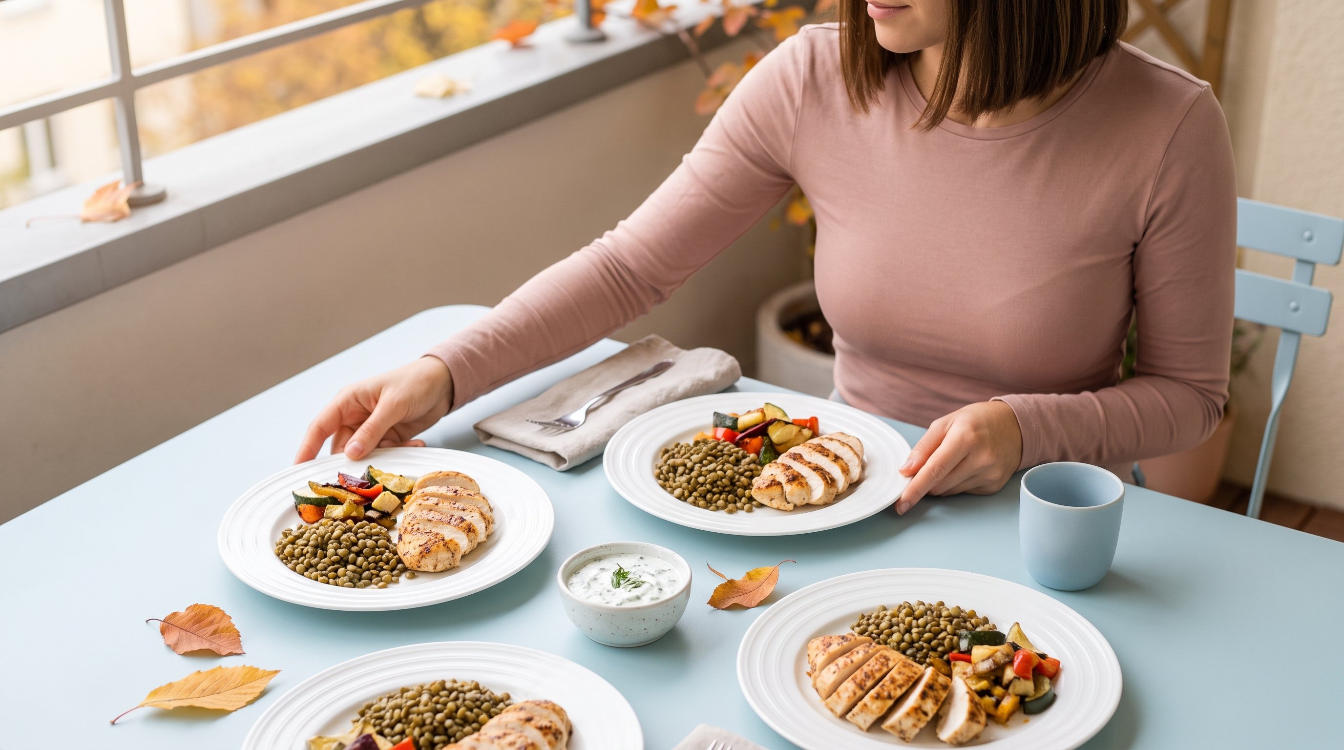 grilled chicken and lentils on a plate