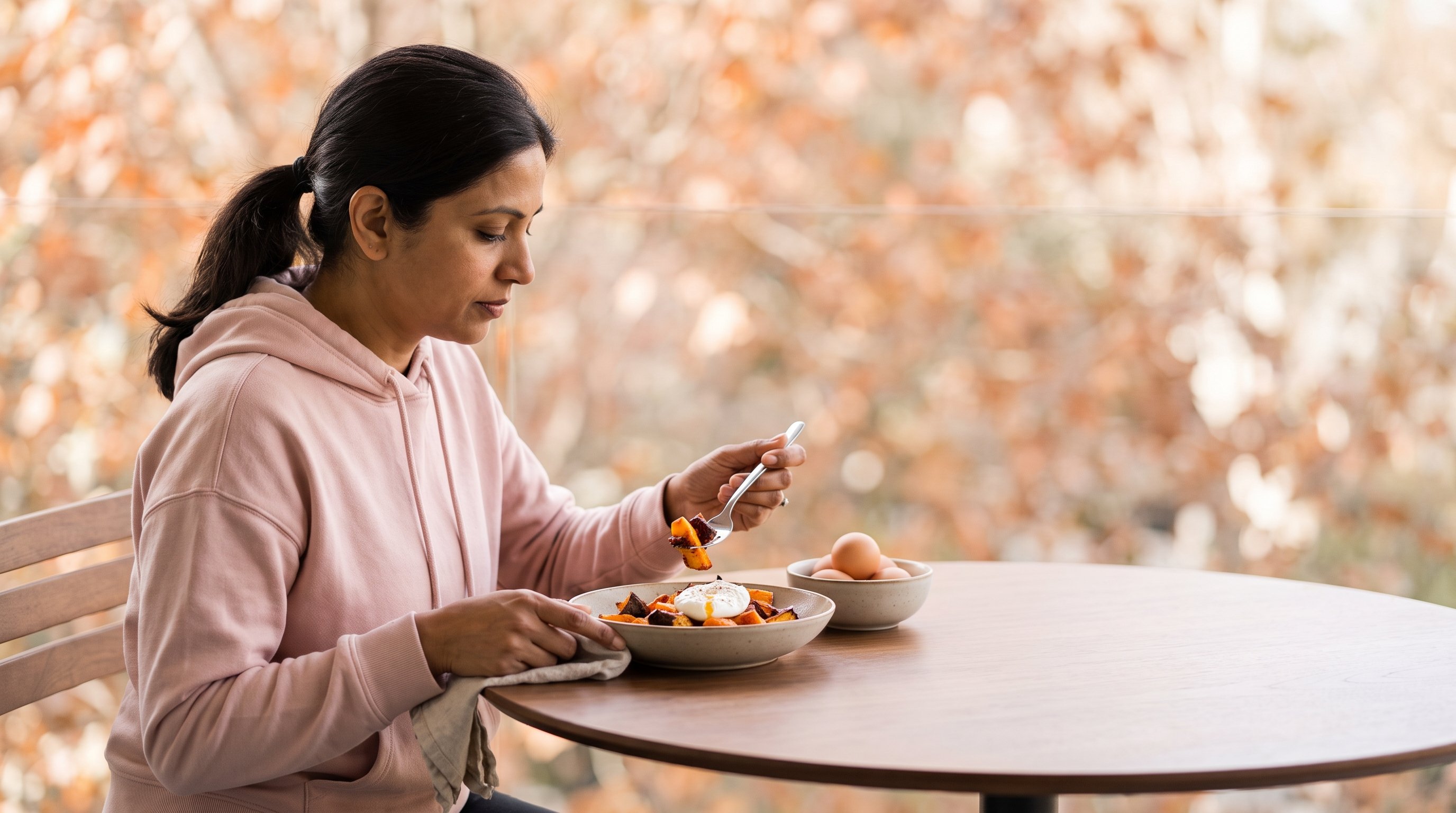 person cracking eggs into a bowl in a kitchen