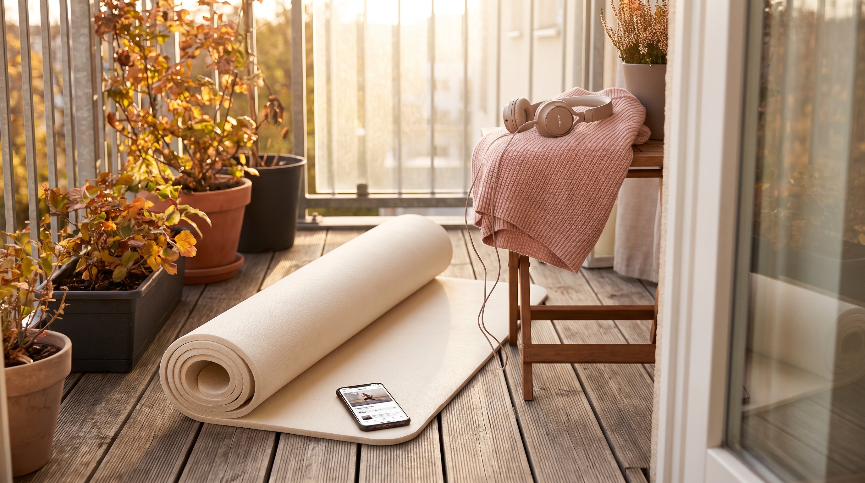 a woman in her 40s doing a gentle glute bridge on a yoga mat at home