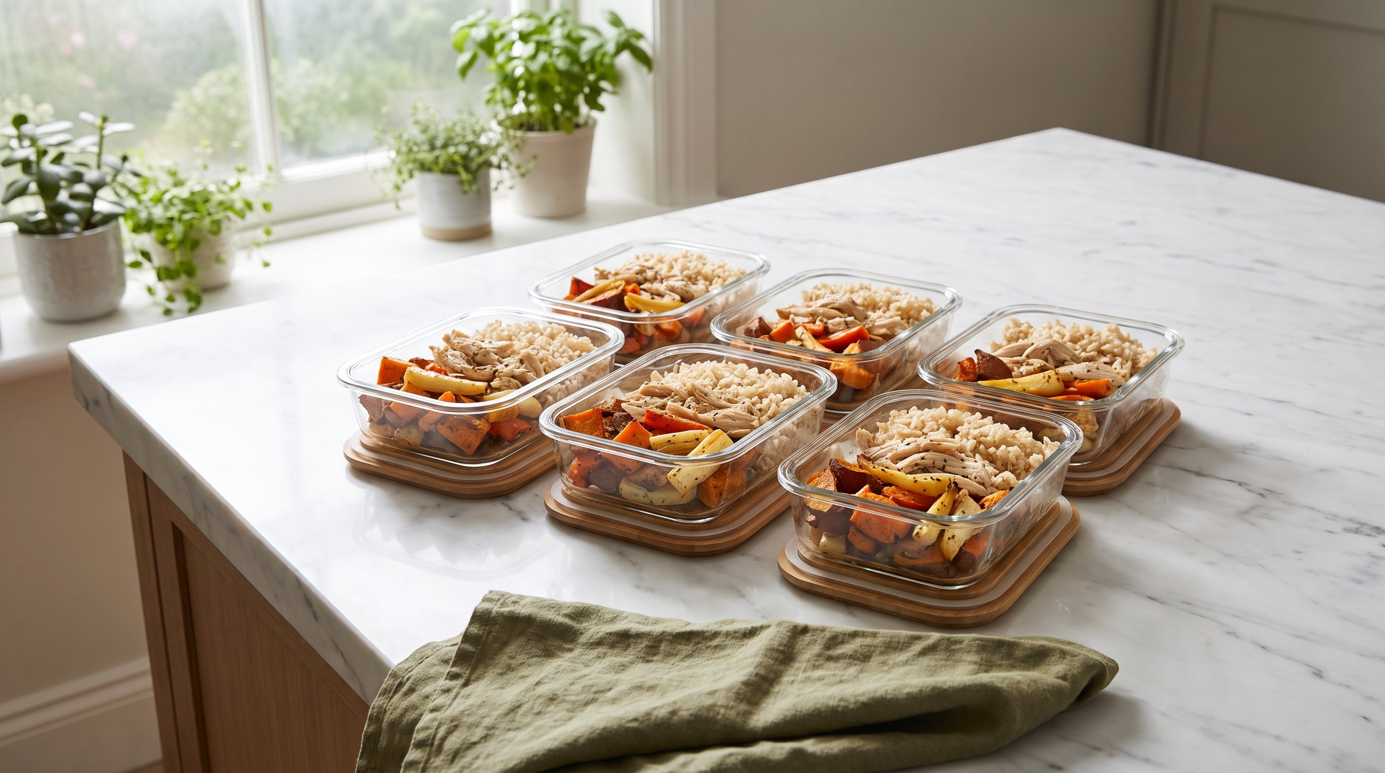 grocery bags with fresh vegetables on table
