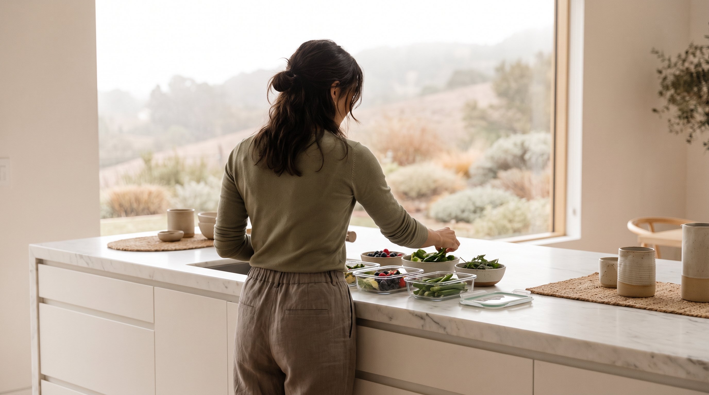 weekly meal prep containers on counter