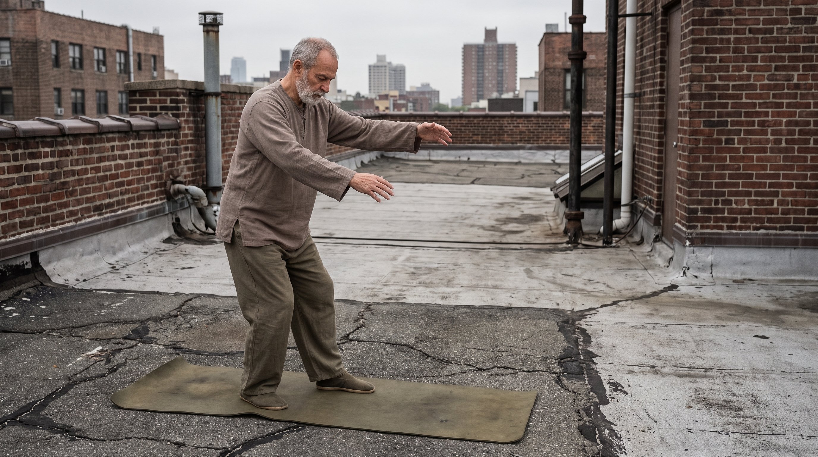older adult practicing gentle movement outdoors older adult practicing gentle movement outdoors