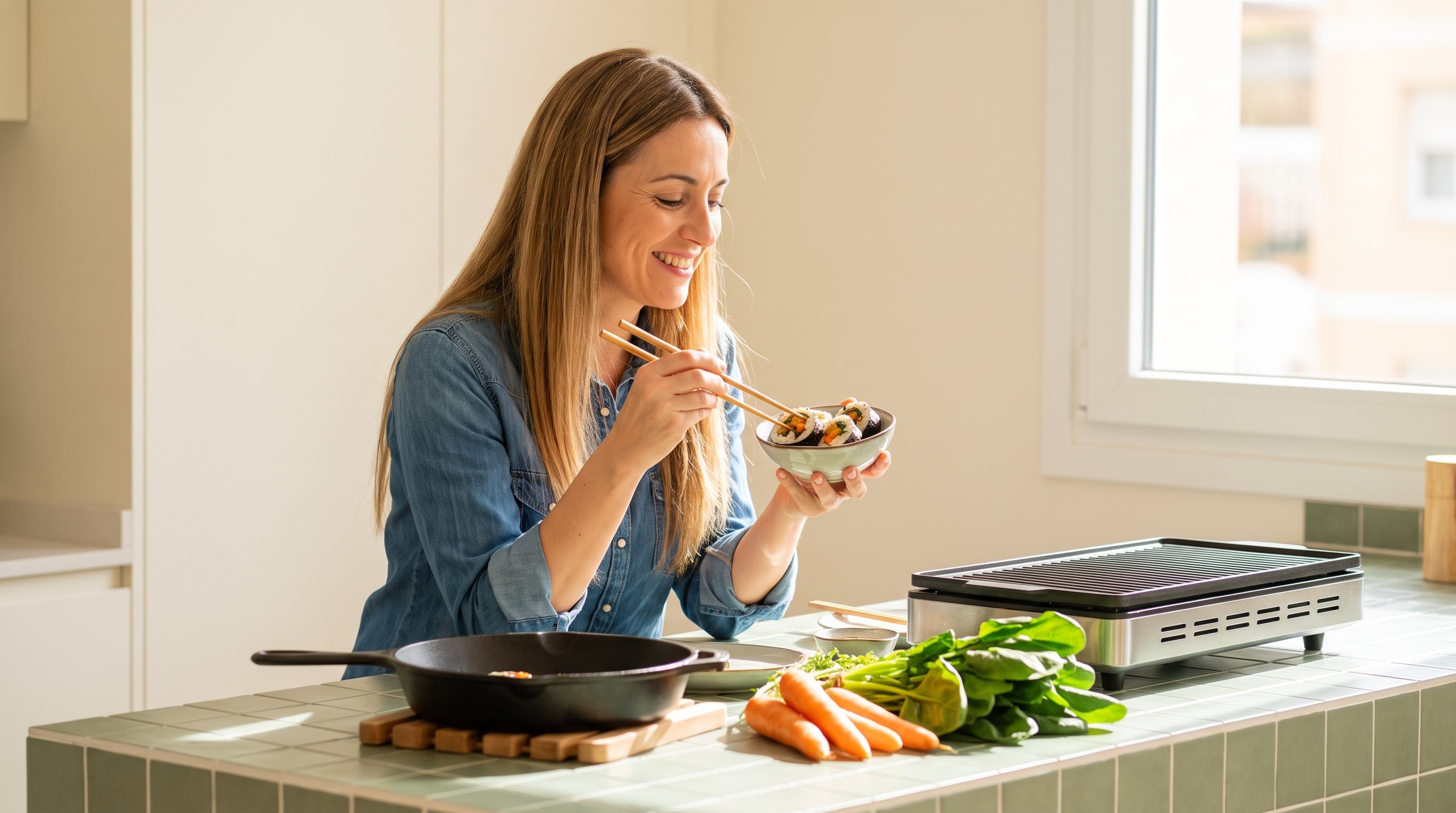 person chopping vegetables and lentils on a kitchen counter
