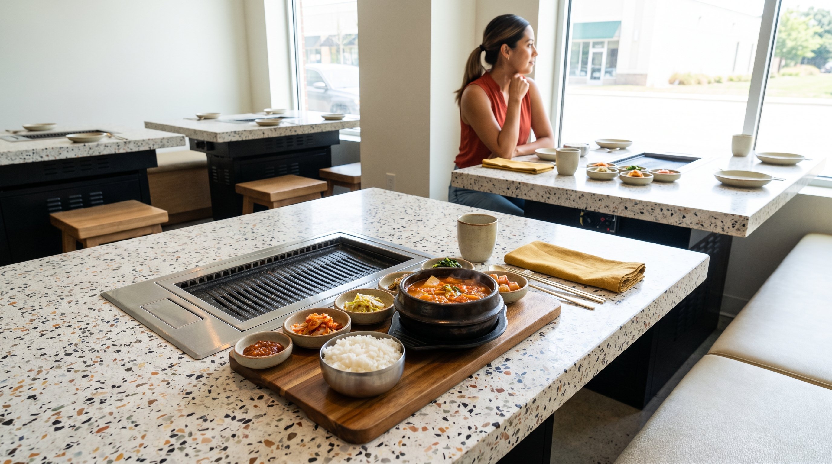 Korean banchan side dishes arranged on a table