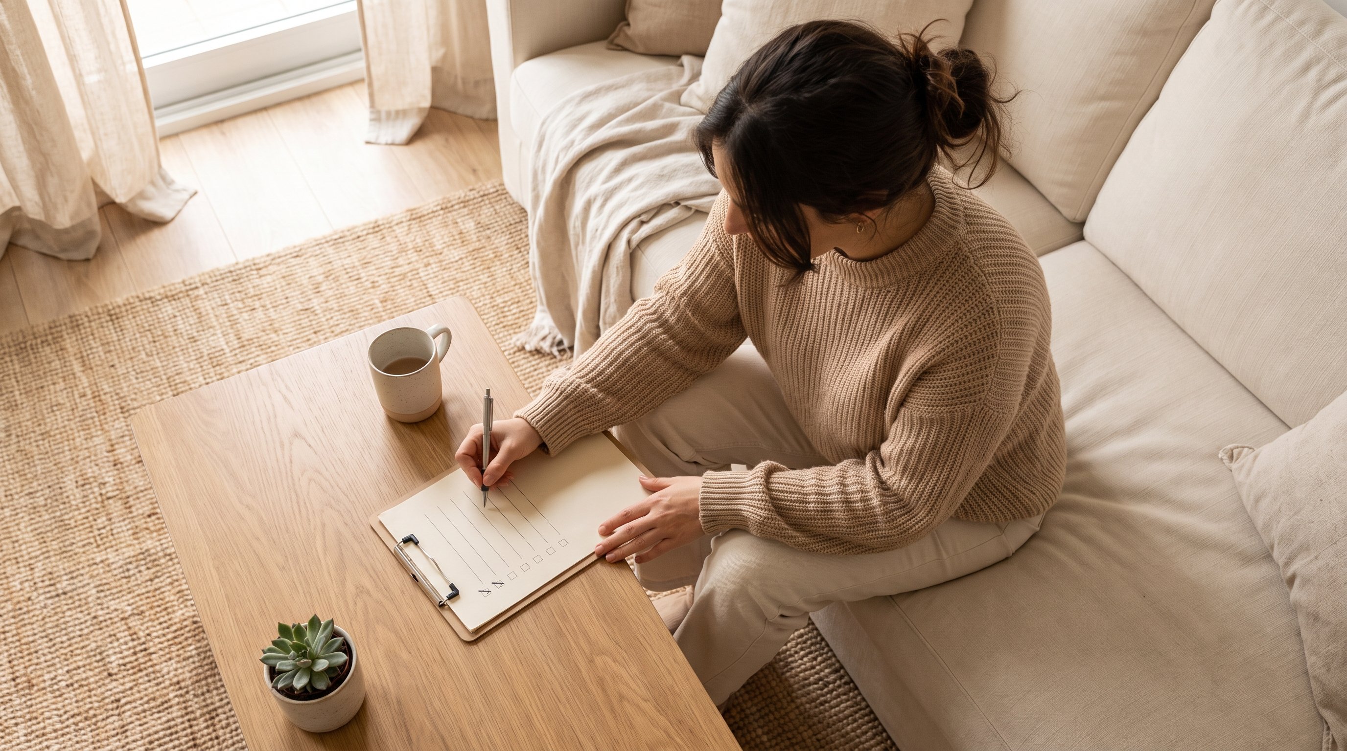 person checking off a small task on a simple paper checklist