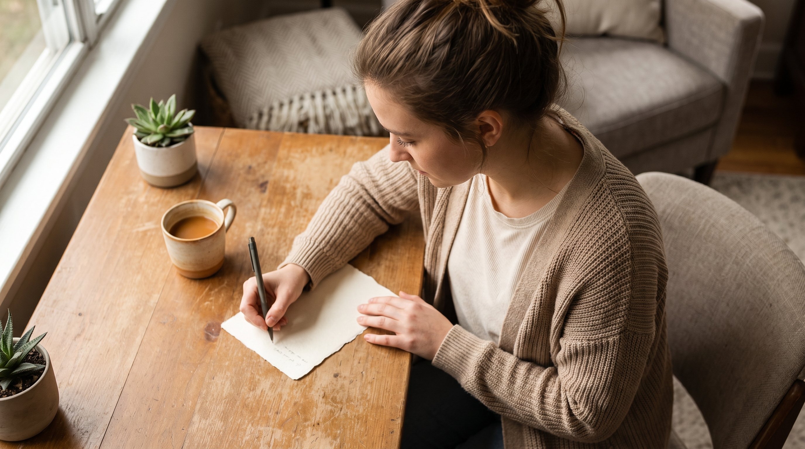 person reviewing a weekly planner at a desk