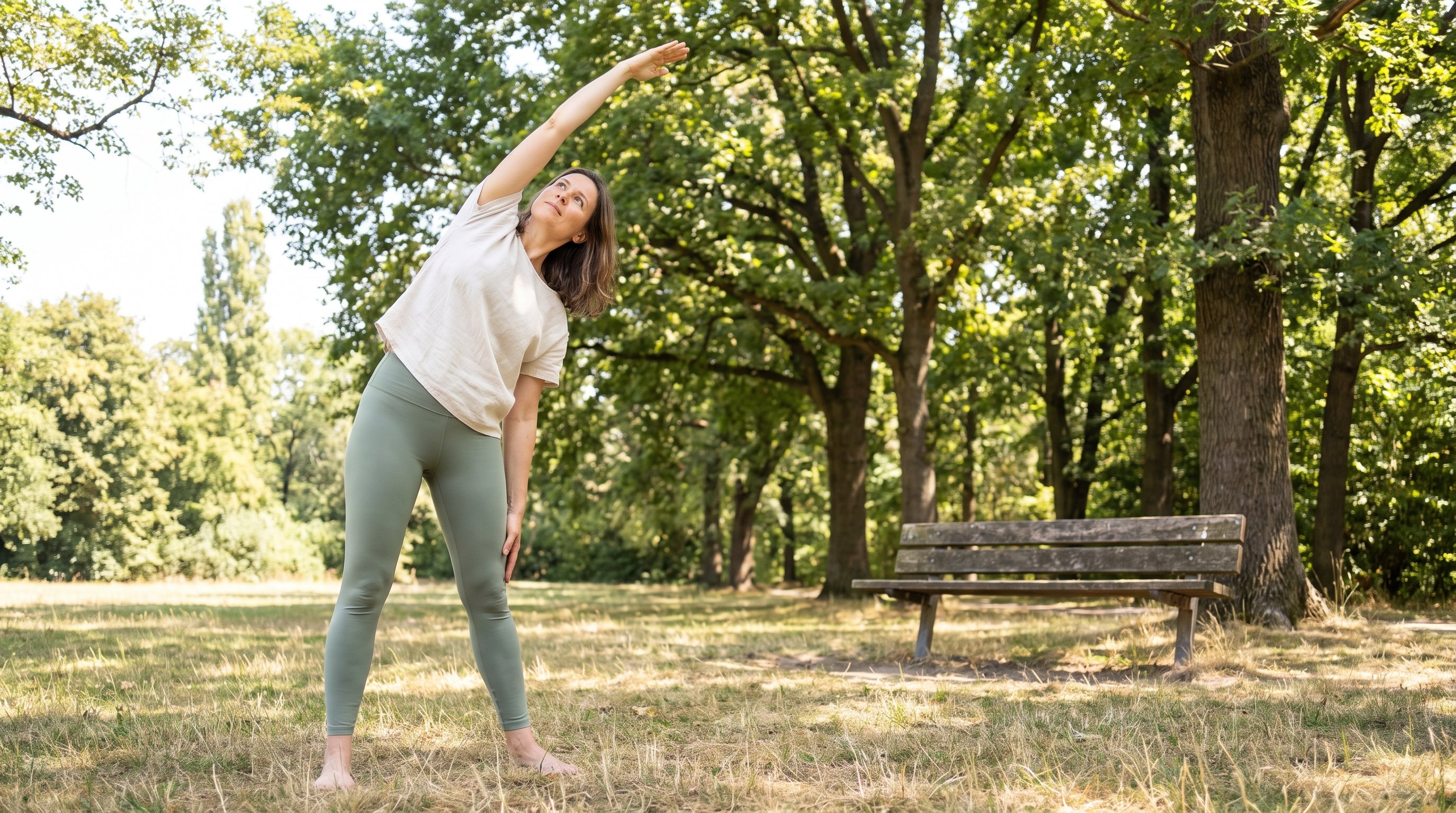 A morning stretch routine doesn't need equipment, a mat, or much space.