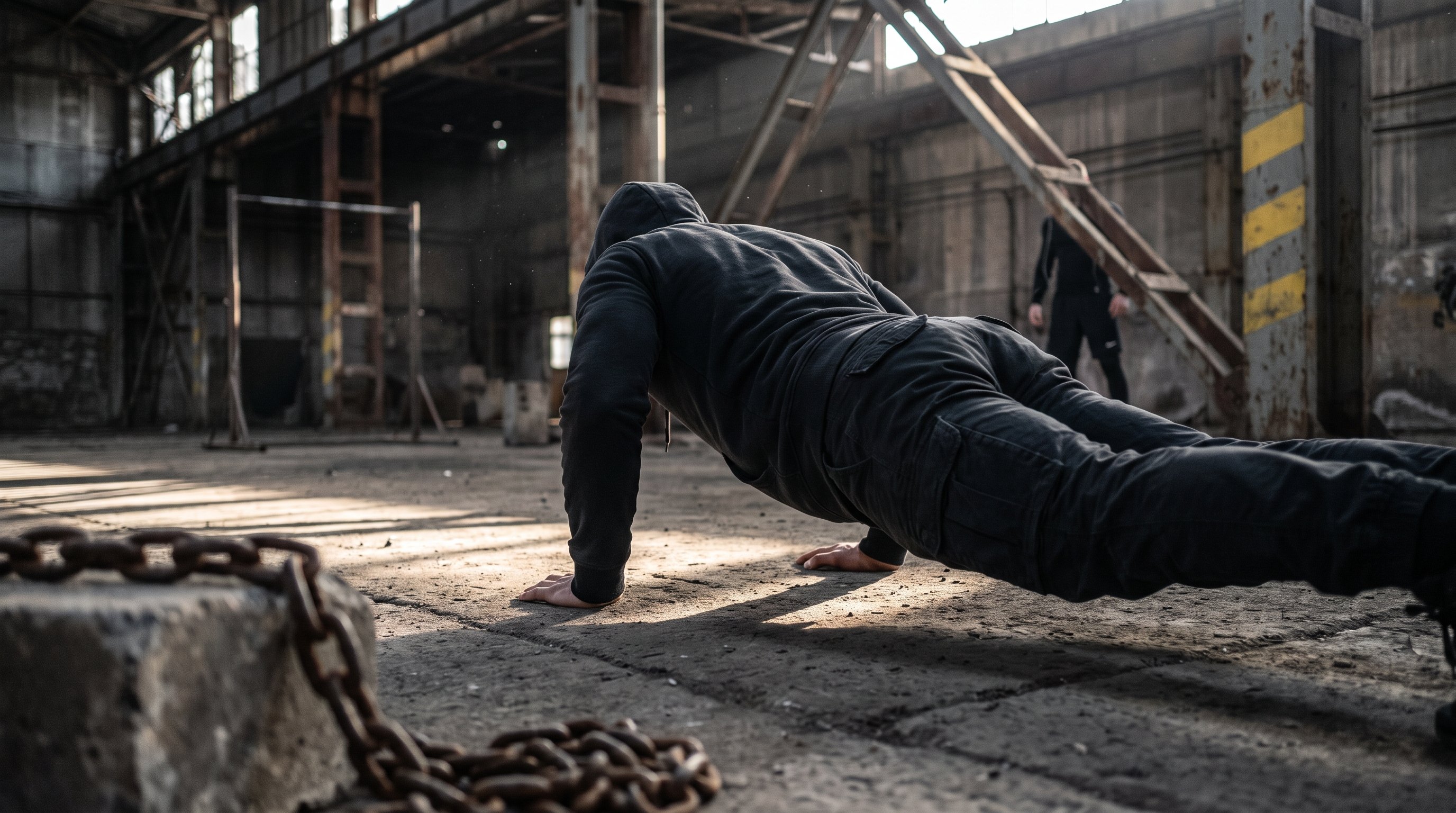 man doing bodyweight squats at home