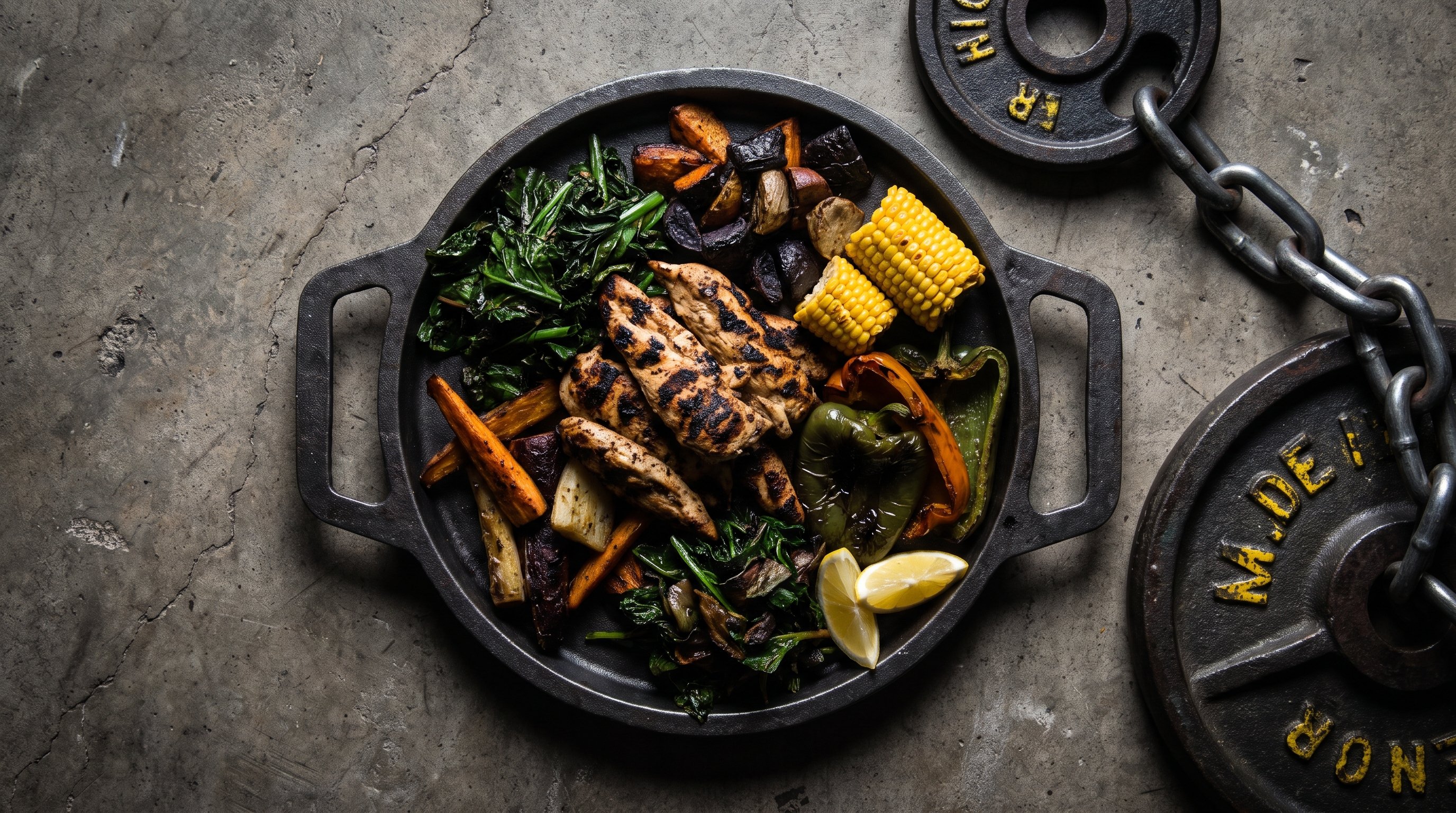 grilled chicken vegetables plate