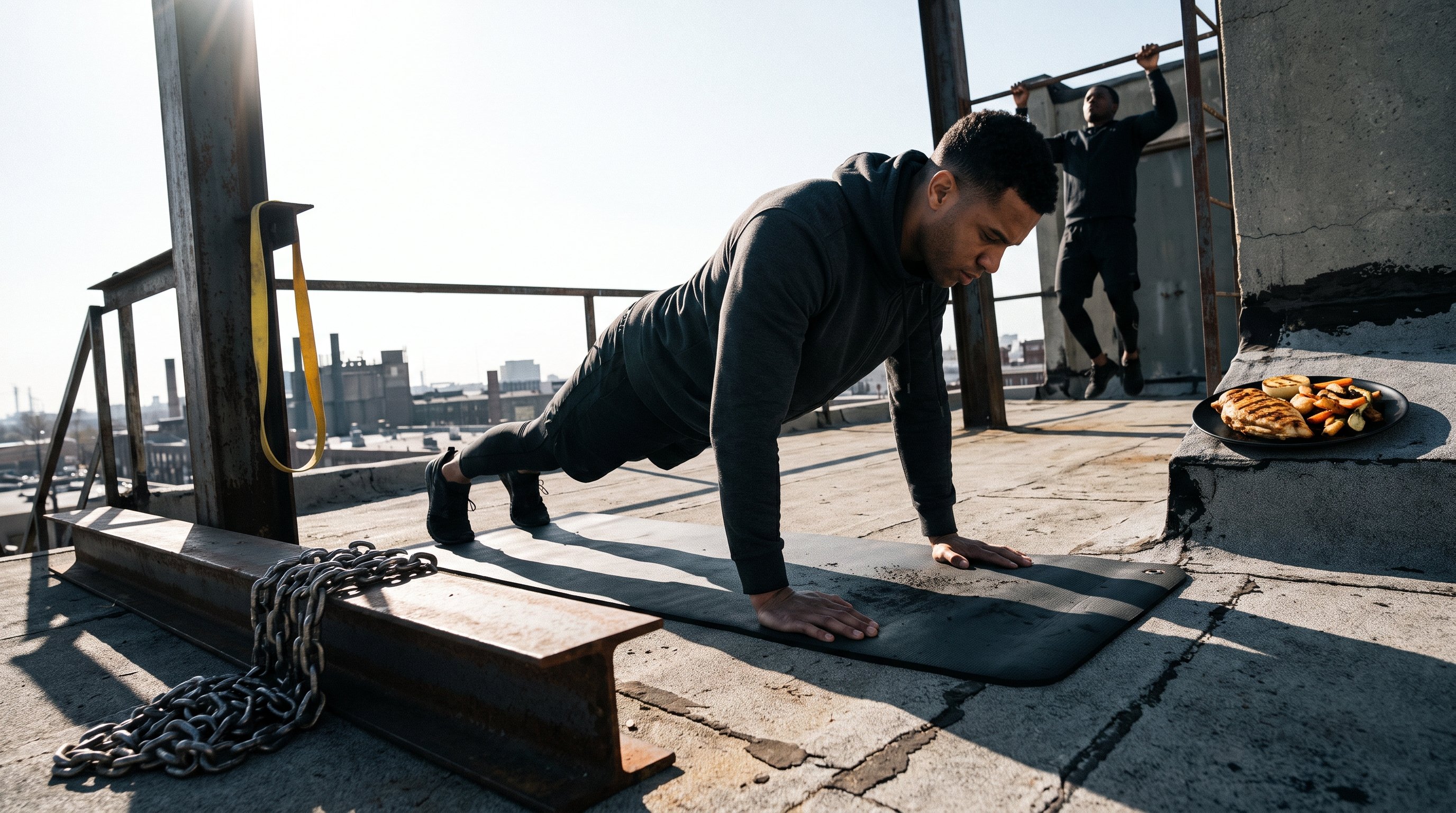 man doing push ups at home